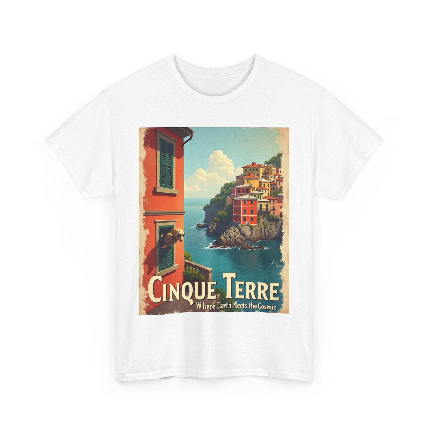 T-Shirt Cinque Terre Alien Visit Unisex Heavy Cotton Tee