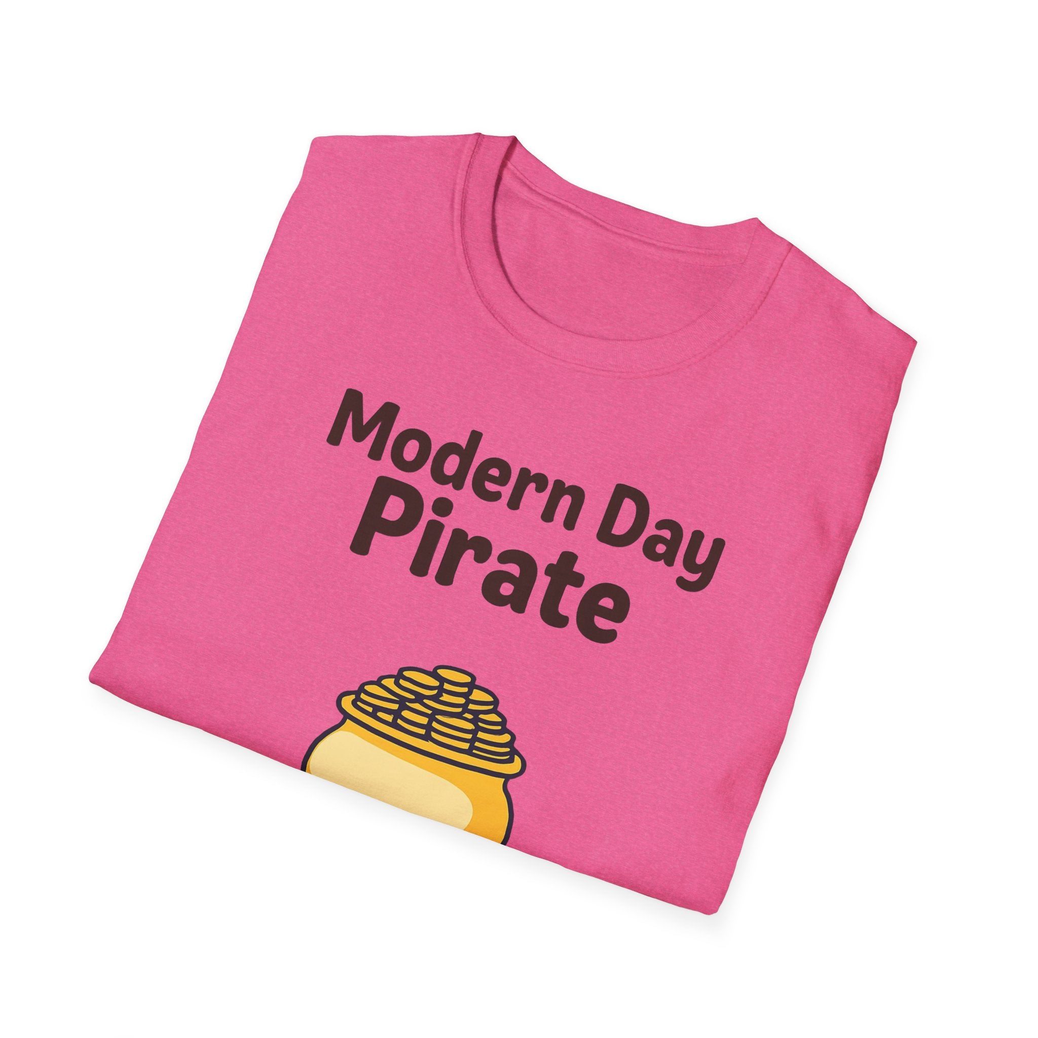 Modern Day Pirate Metal Detector T-Shirt, Relic Coin History Tee, Unisex Softstyle Top, Treasure Hunter Gift, Pirate Lover Shirt