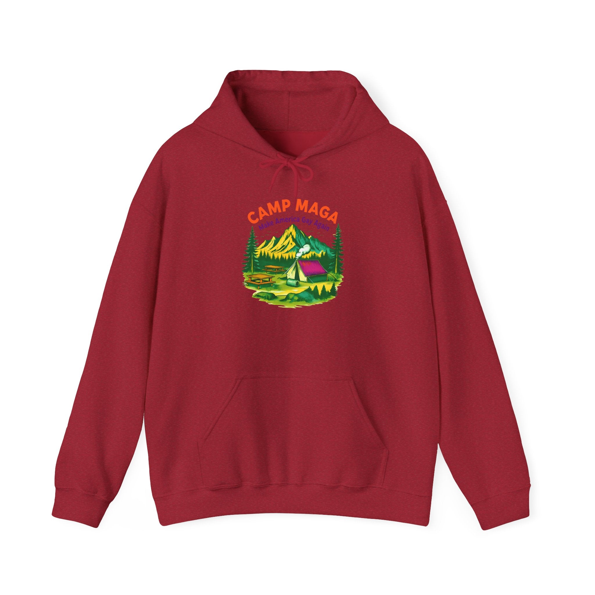Camp Maga Gay Pride Hoodie, LGBT Rainbow Sweatshirt, P-Town Carnival Unisex Pullover, America Flag Jumper, LGBTQ Summer Camp Gift, Political