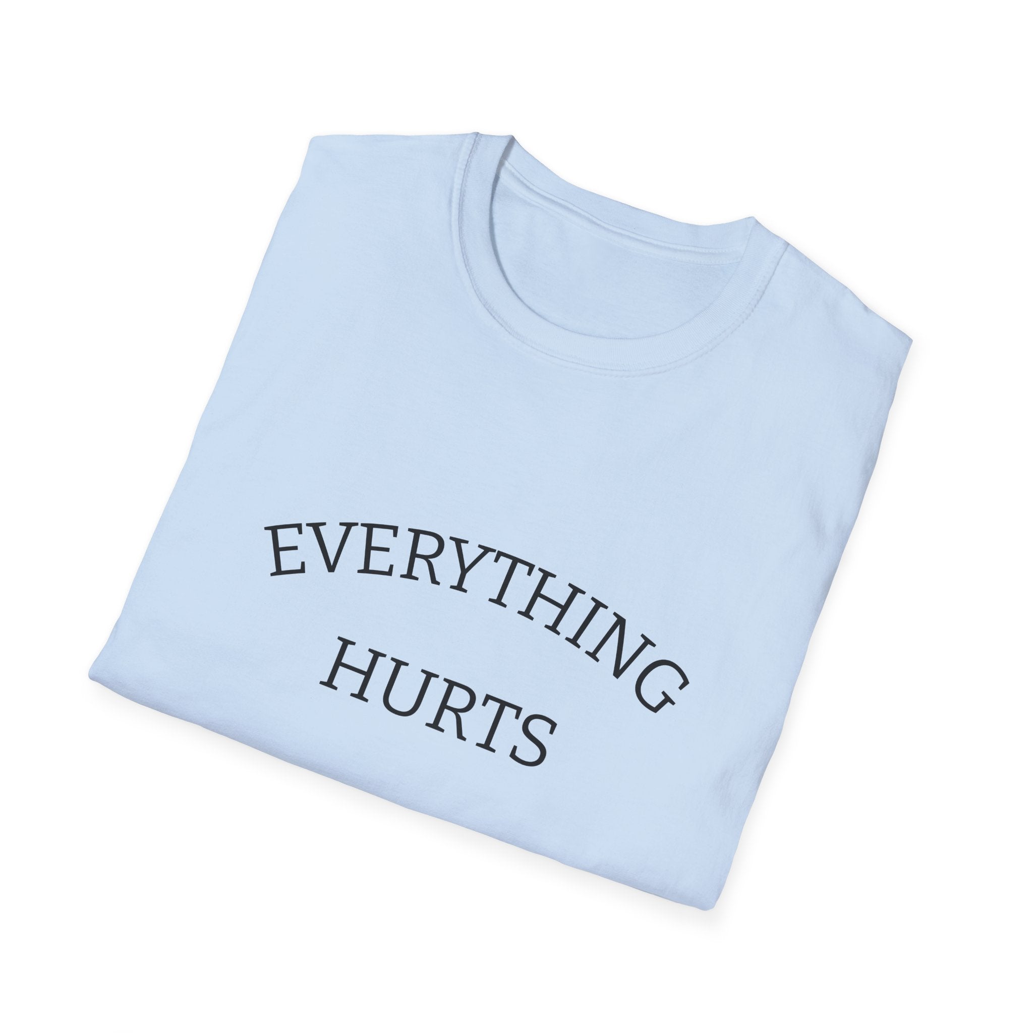 Everything Hurts Funny Workout Fitness gym Unisex Softstyle T-Shirt, Retirement Gift, Getting Old, Fitness Gift aches and pains
