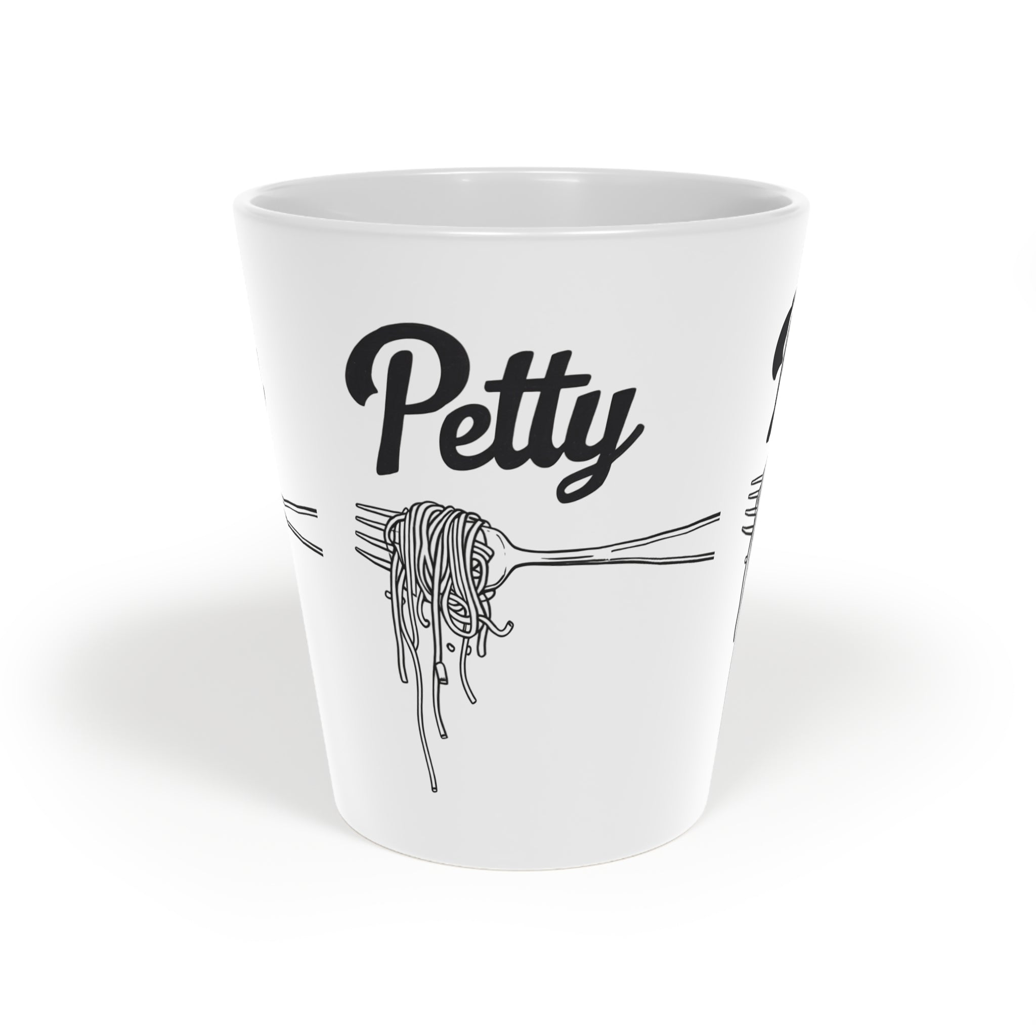 Latte Mug, 12oz - Petty Spaghetti, Sarcastic Gifts for Him and Her, Funny Coffee Cup, Cute Tea Mug, Novelty Gift, Ceramic Drinkware
