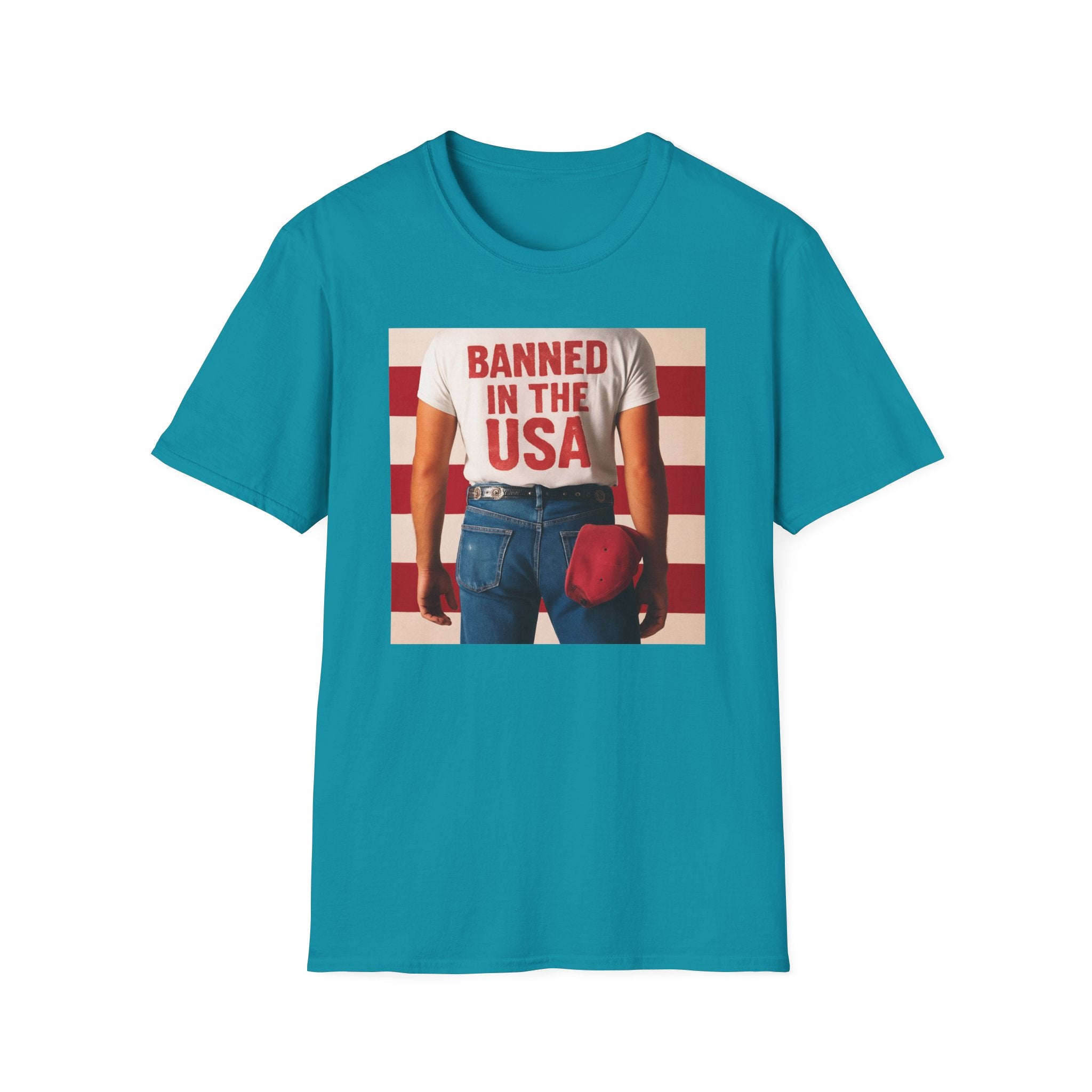 Banned in the USA Political Activist T-Shirt, Liberal Tee, Anti-Trump Christmas Gift, Unisex Softstyle Shirt Kimmel Colbert socia justice