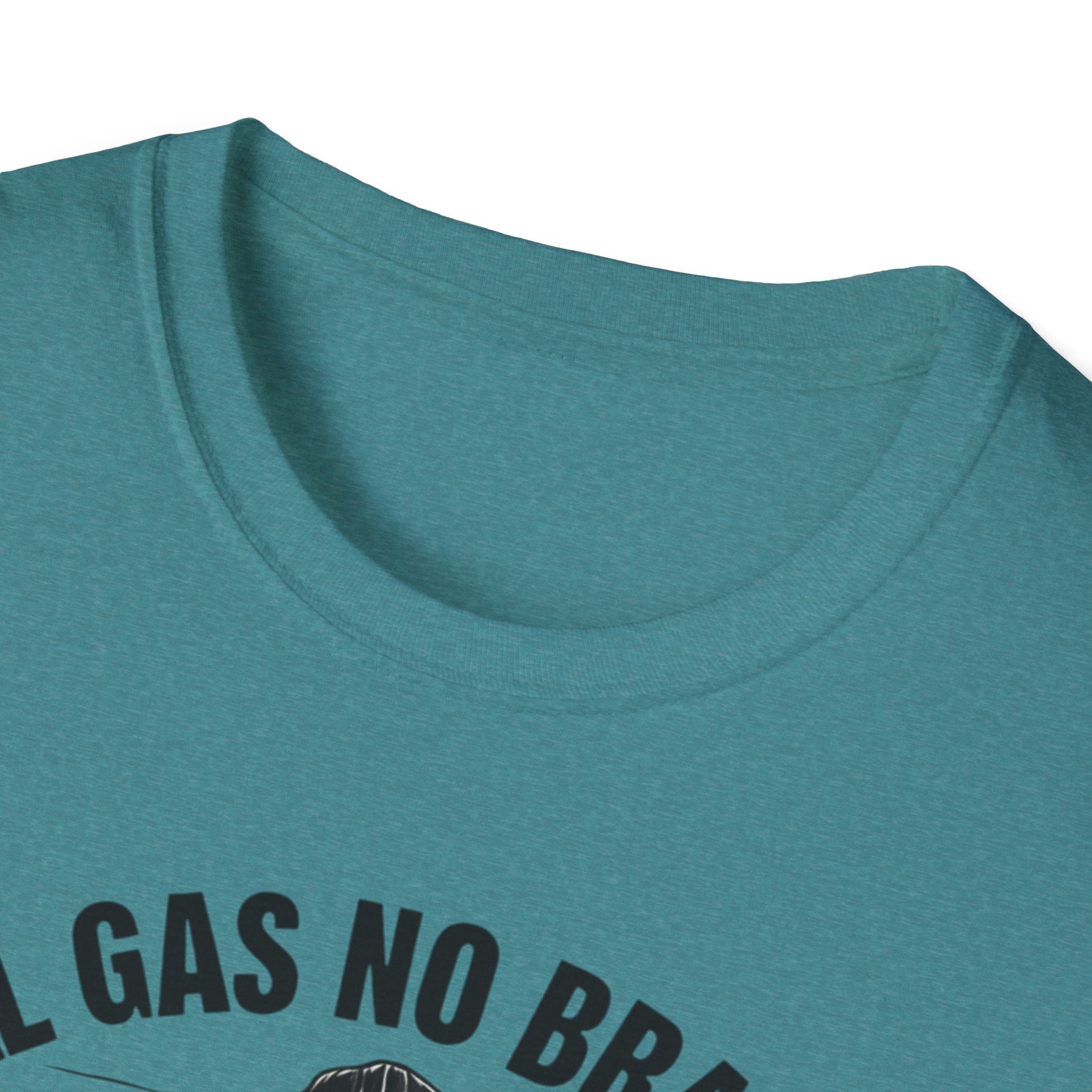 All Gas No Brakes Tee, Beach Party Skull Unisex Softstyle T-Shirt, Summer Skeleton Shirt, Vacation Graphic Top, Surfing Skeleton Apparel