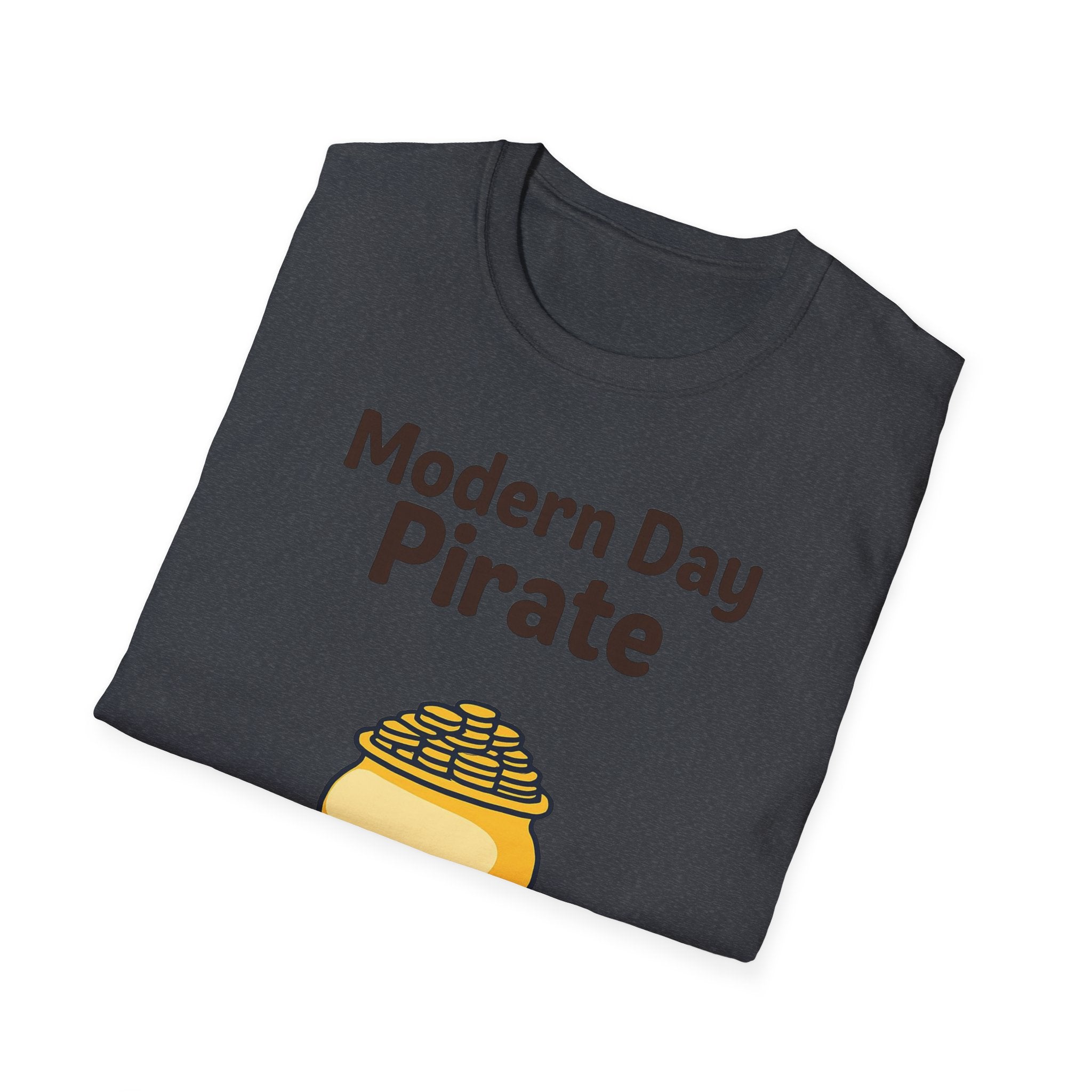 Modern Day Pirate Metal Detector T-Shirt, Relic Coin History Tee, Unisex Softstyle Top, Treasure Hunter Gift, Pirate Lover Shirt