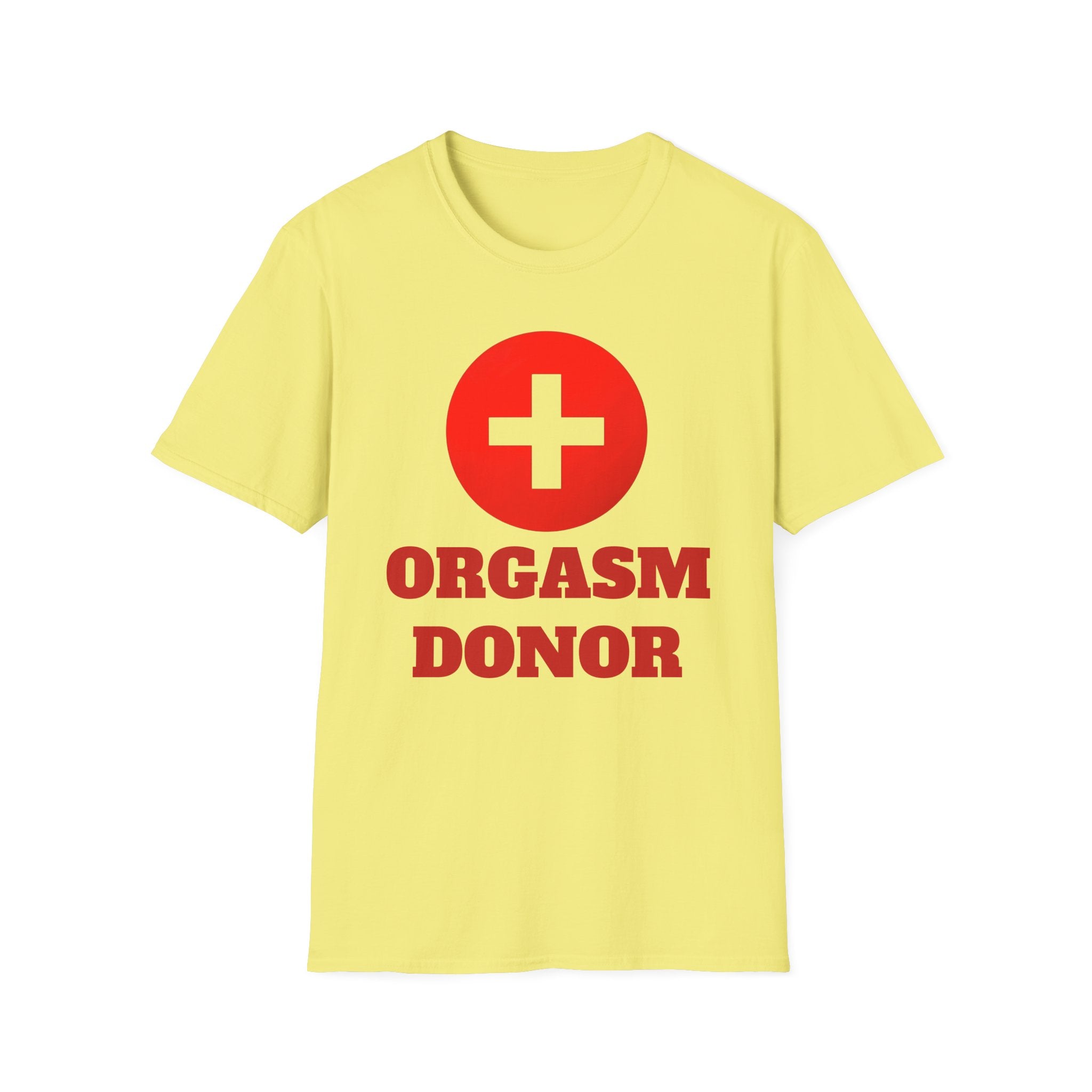 Funny Orgasm Donor Red Cross Unisex T-Shirt, Saving Lives Tee, Humorous Graphic Shirt, Naughty Gag Gift, Hilarious Adult Tee