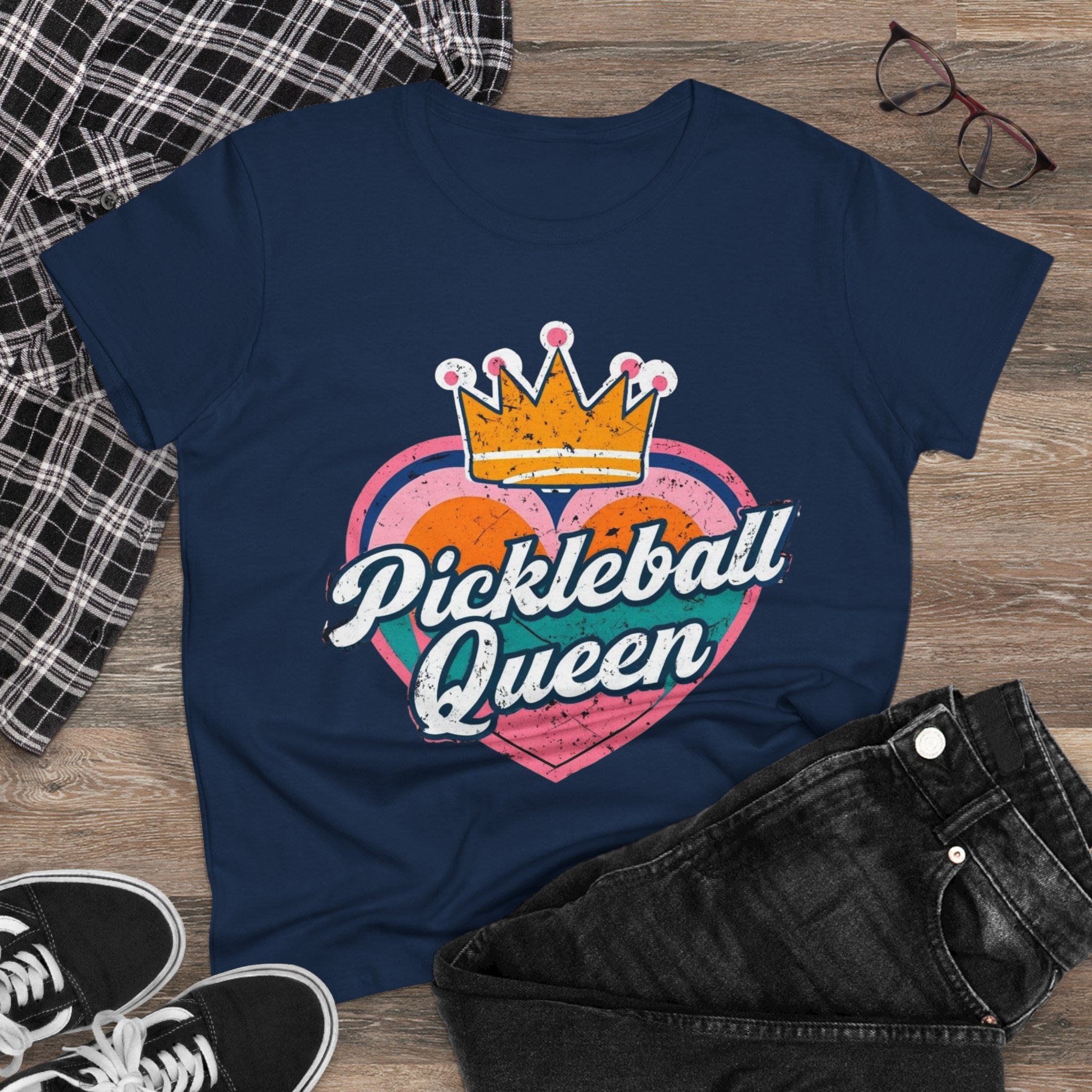 Pickleball Queen Cotton Tee - Perfect for Sports Lovers, Gifts for Her, Summer Fun, Activewear, Casual Style crown paddle queen