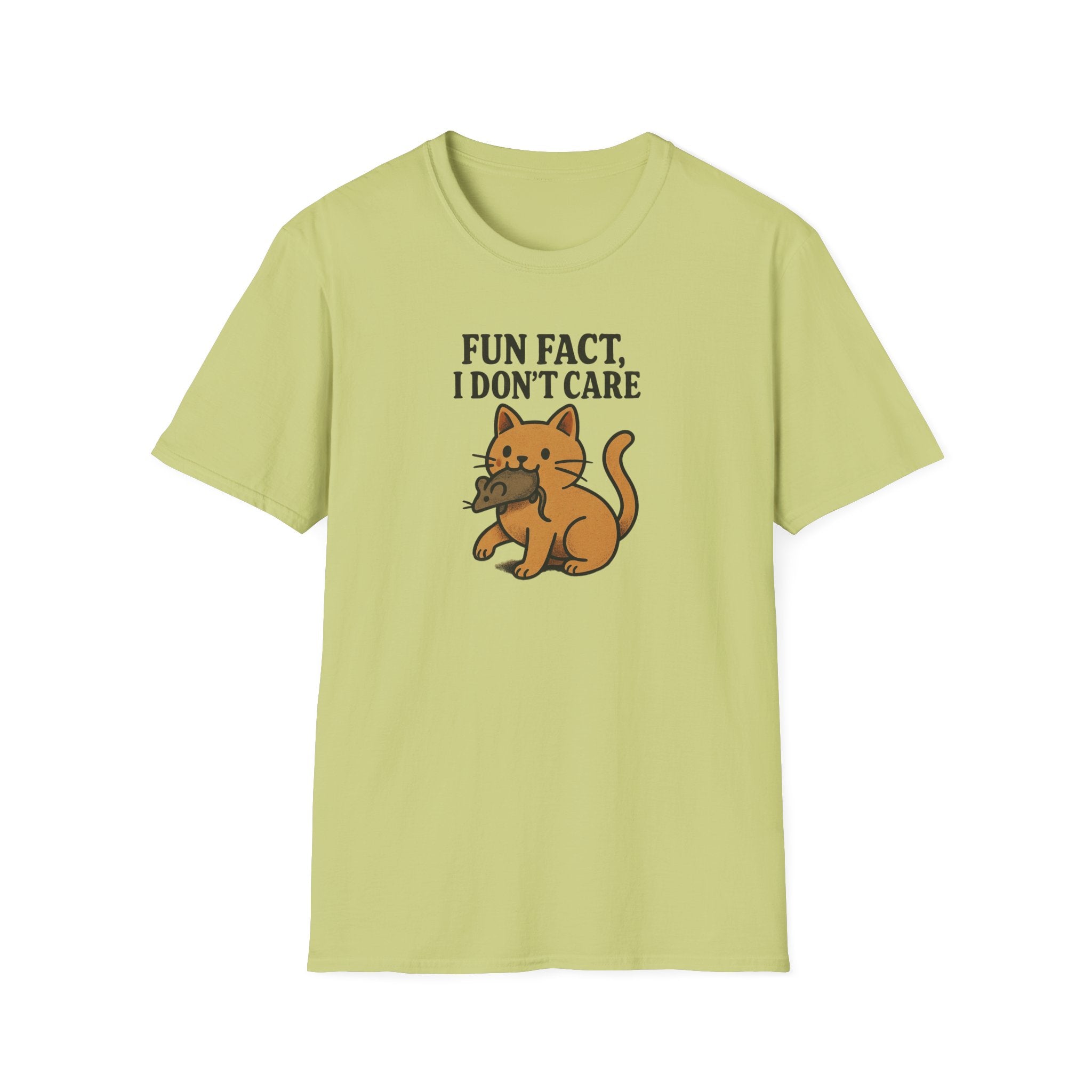 I dont care Sarcastic Cat Lover Unisex Softstyle T-Shirt, Funny Graphic Tee, Zero F's Given Animal Shirt,Humorous Tee for Cat Owners