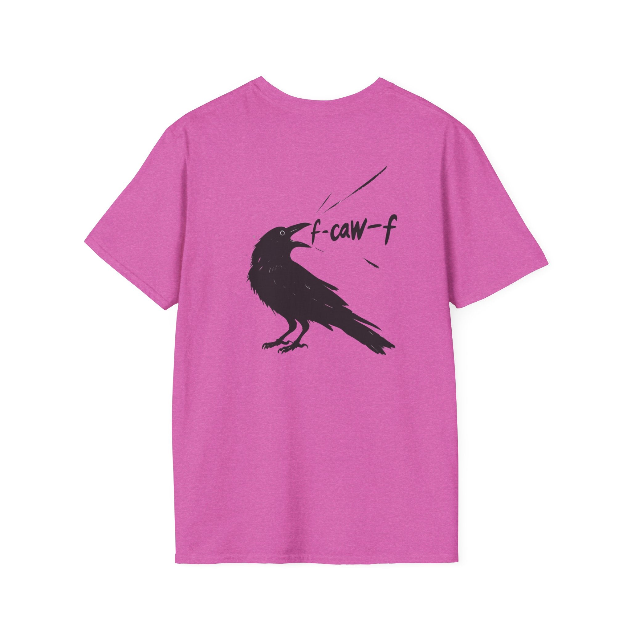 F Off Crow Bird Lover back of shirt design Unisex Softstyle T-Shirt, Sarcastic Graphic Tee for Bird Enthusiasts, F Off Tee, Unique Gift, F-Caw-F Christmas gift