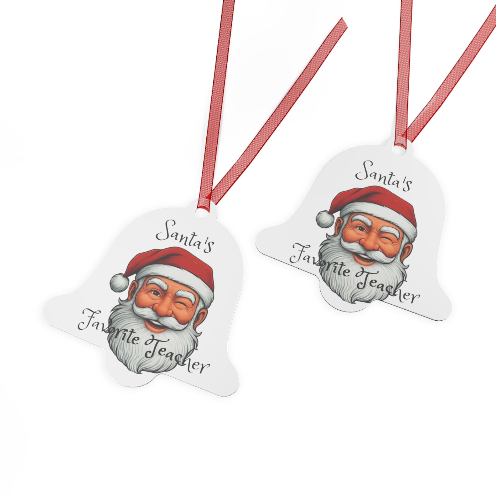 Santa's Favorite Teacher Metal Ornament | Holiday Gift, Christmas Decoration, Teacher Appreciation, Santa Ornament, Festive Keepsake