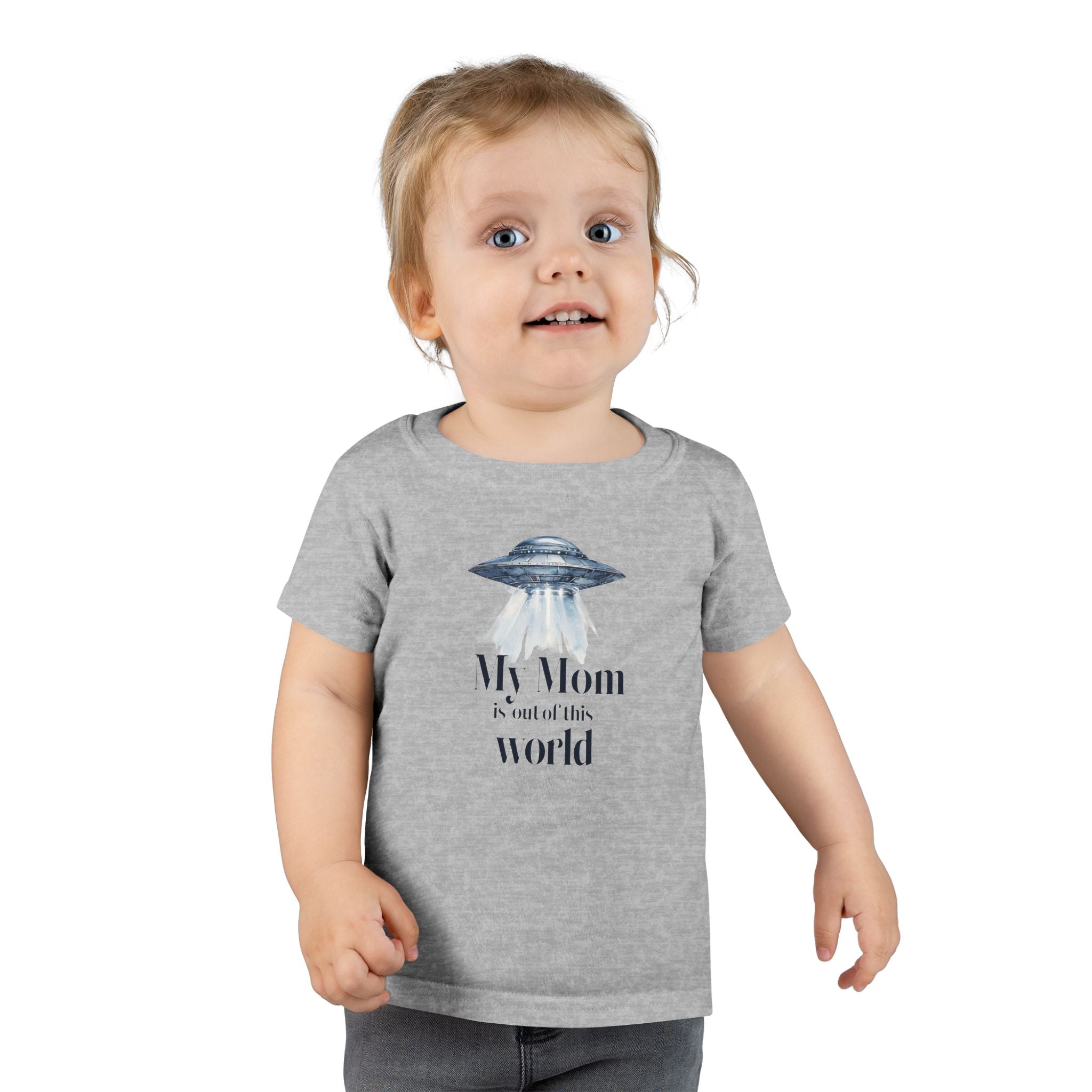 Cute Toddler T-Shirt - "My Mom is out of this world" - Perfect for Moms, Gifts, UFO Lovers, Everyday Wear, Baby Shower