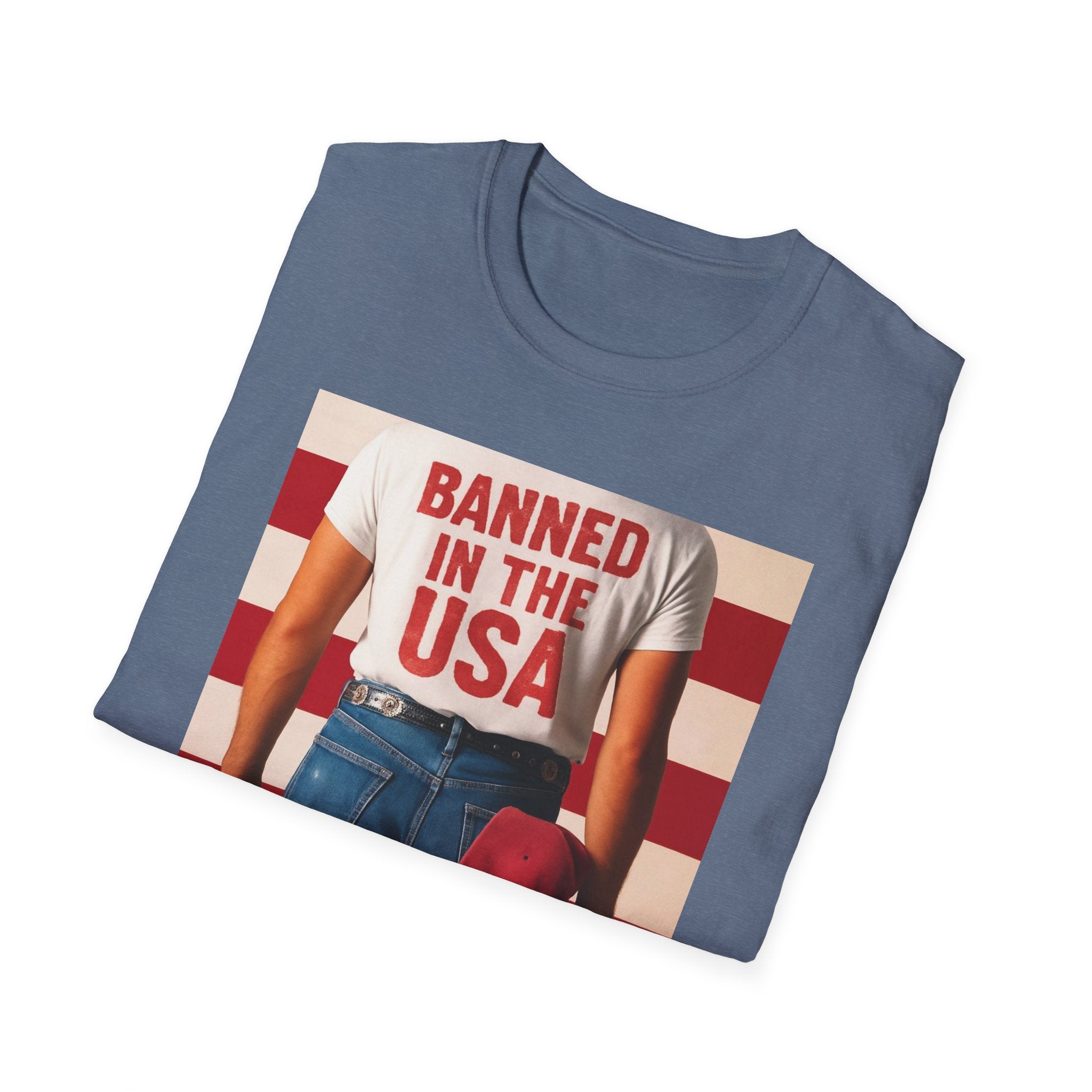 Banned in the USA Political Activist T-Shirt, Liberal Tee, Anti-Trump Christmas Gift, Unisex Softstyle Shirt Kimmel Colbert socia justice