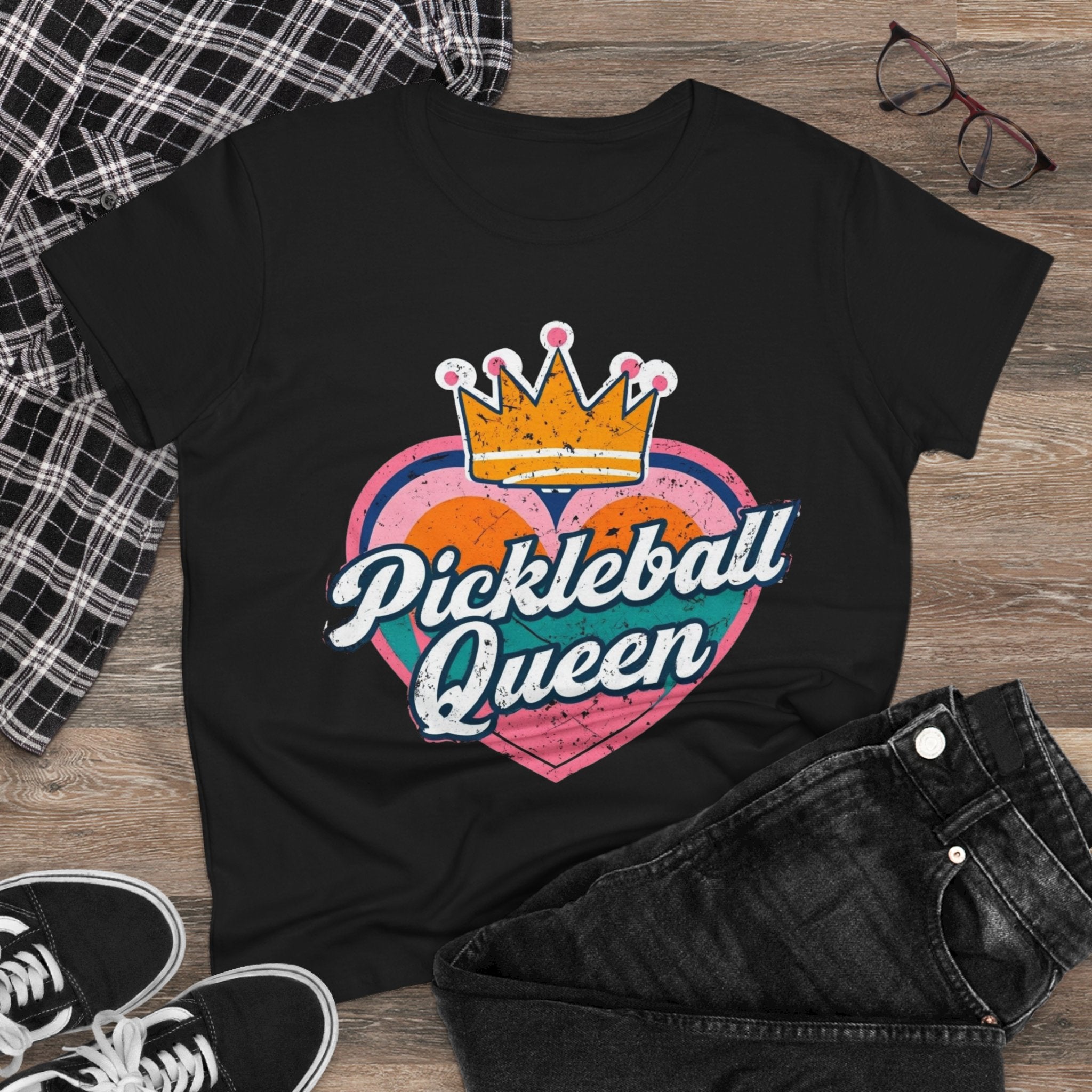 Pickleball Queen Cotton Tee - Perfect for Sports Lovers, Gifts for Her, Summer Fun, Activewear, Casual Style crown paddle queen