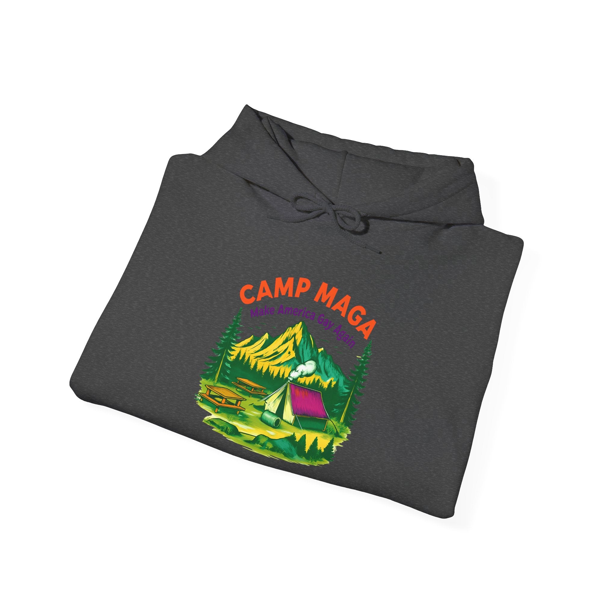 Camp Maga Gay Pride Hoodie, LGBT Rainbow Sweatshirt, P-Town Carnival Unisex Pullover, America Flag Jumper, LGBTQ Summer Camp Gift, Political