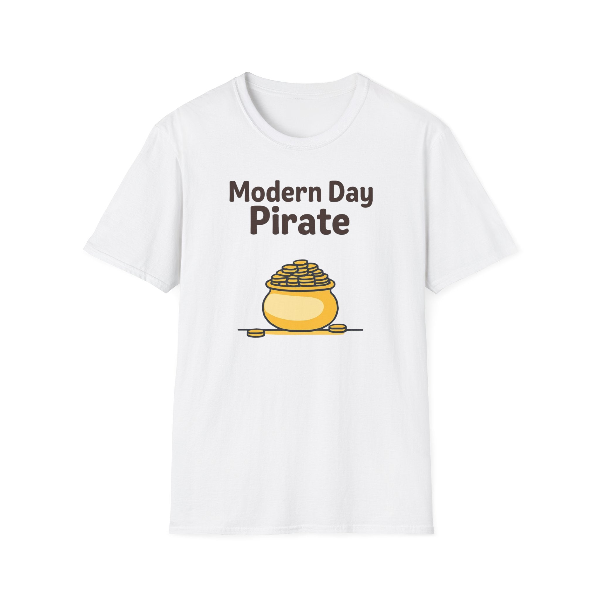 Modern Day Pirate Metal Detector T-Shirt, Relic Coin History Tee, Unisex Softstyle Top, Treasure Hunter Gift, Pirate Lover Shirt
