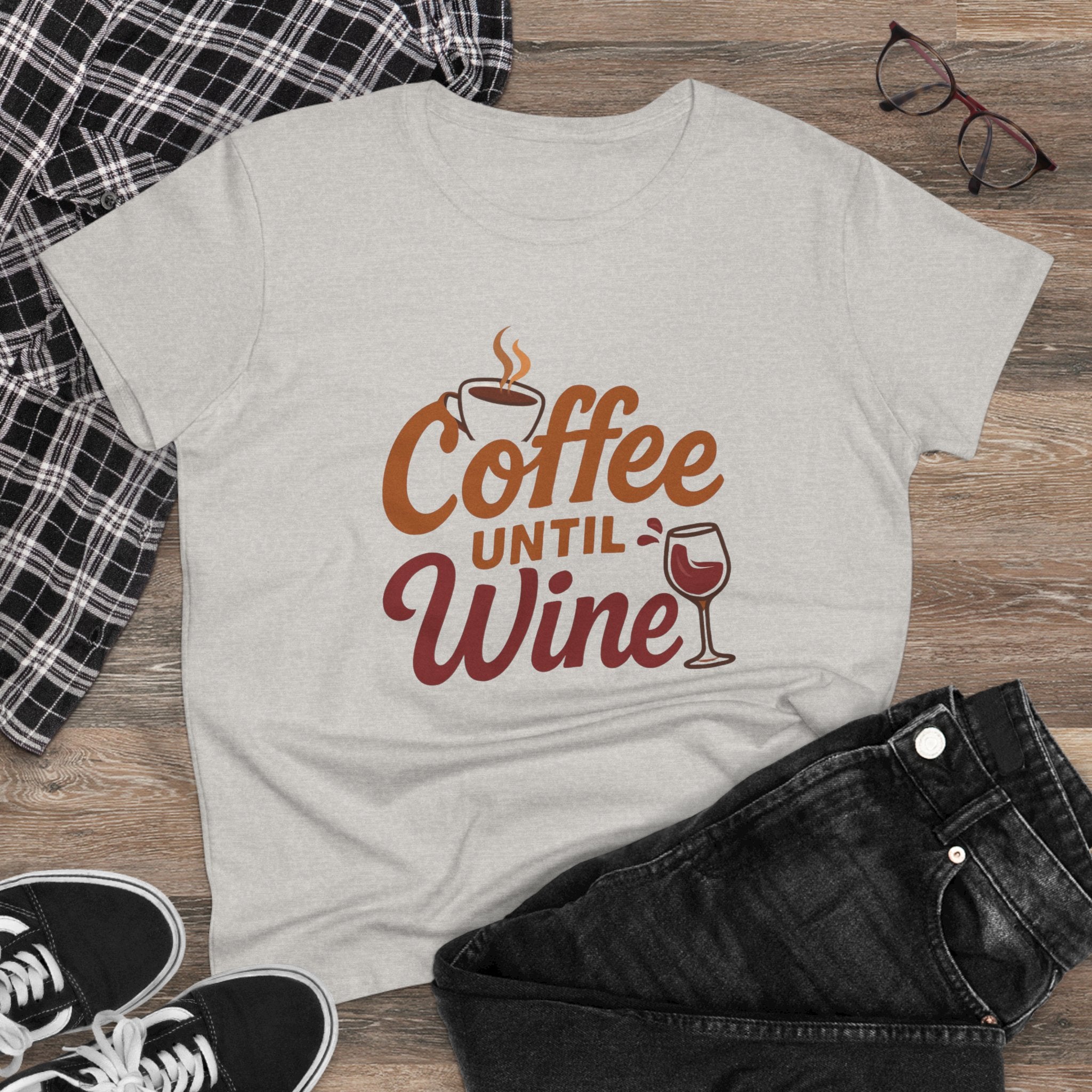 Coffee until wine tshirt coffee lovers wine lovers gift for her cozy, Women's Tee, Graphic Tee, Coffee Shirt, Wine Shirt, Funny Shirt