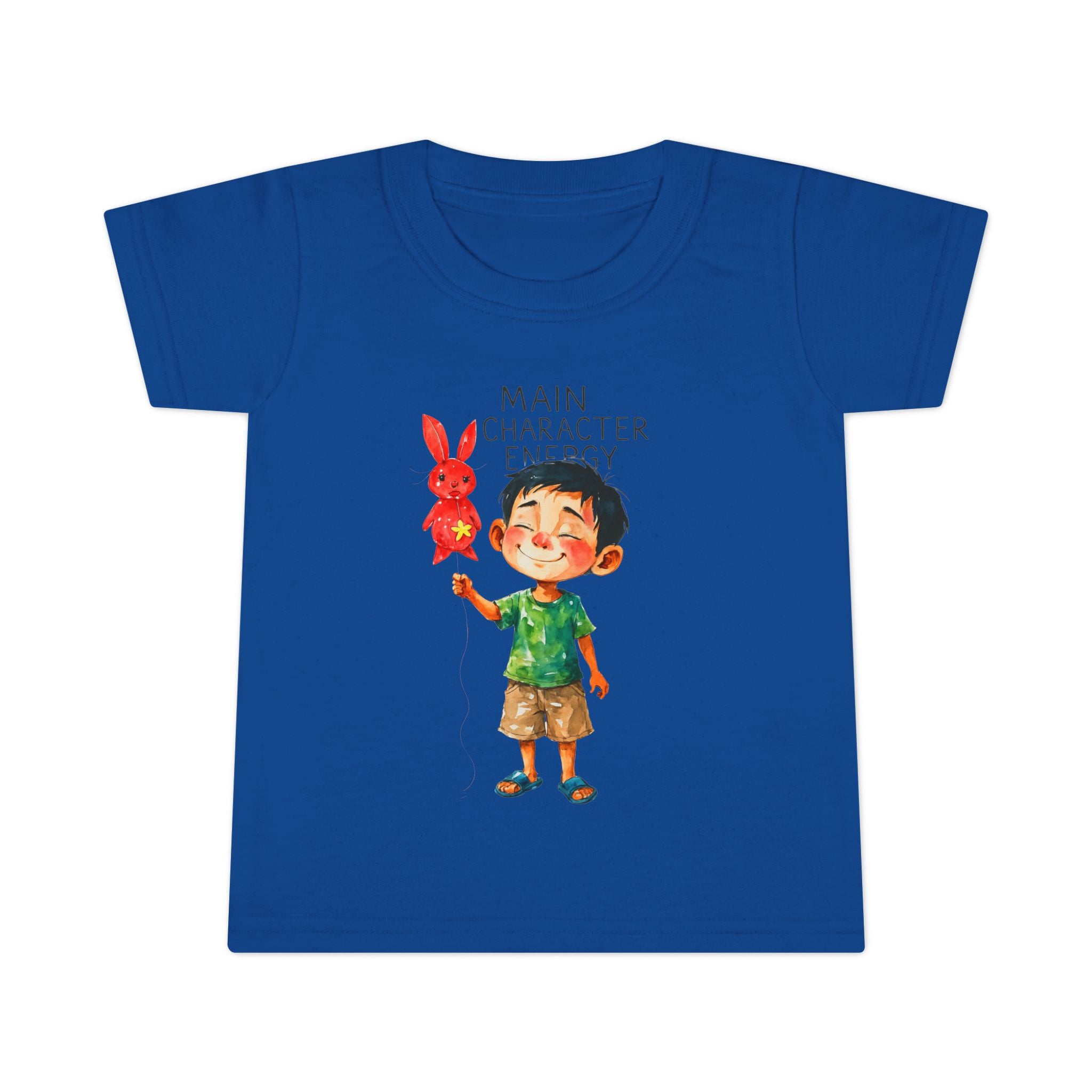 Main Character Energy boys Playful Toddler T-Shirt with Bunny Cute Kids Tee, Fun Spring Outfit, Perfect Birthday Gift,  Adventure Wear