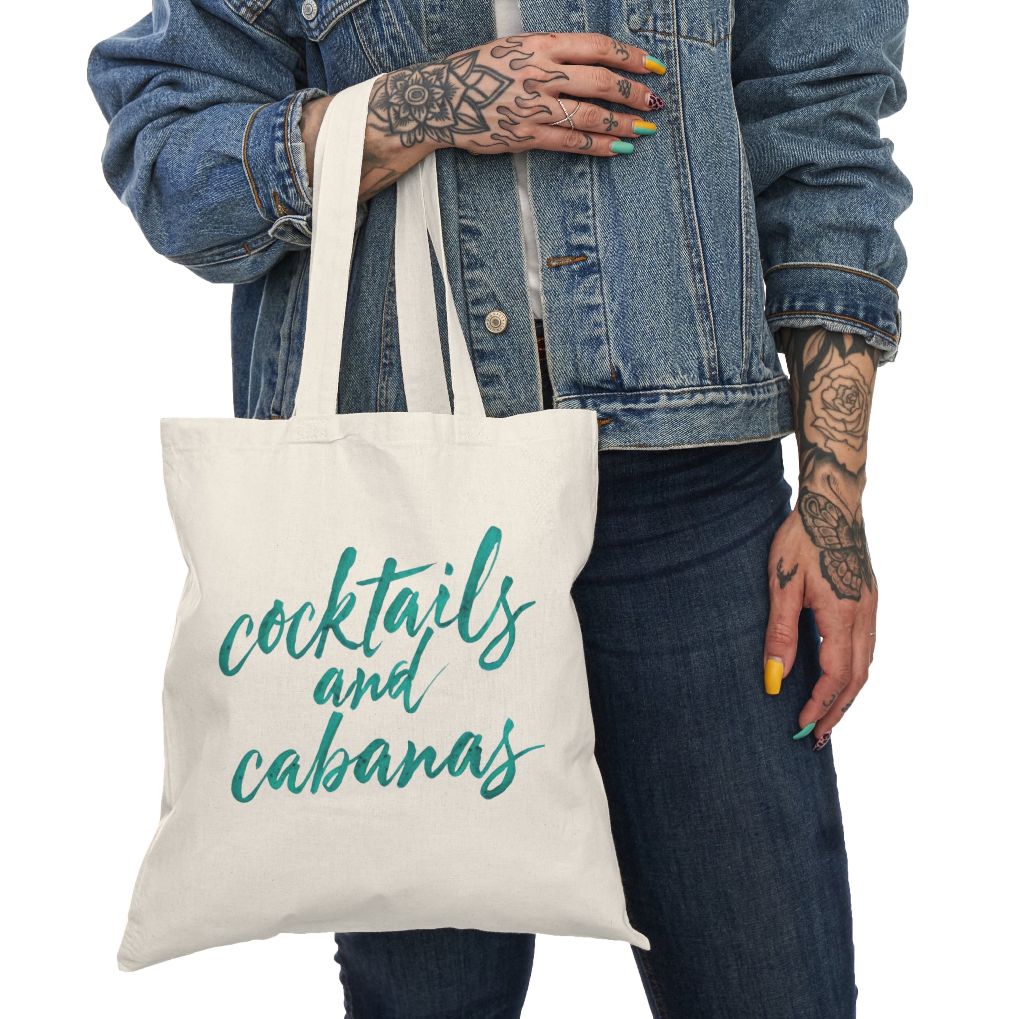 Beach Vibes Tote Bag, summer Cocktails and Cabanas Canvas Tote, Boho Beach Bag, Vacation Tote, Weekend Getaway Bag, Reusable Shopping Bag
