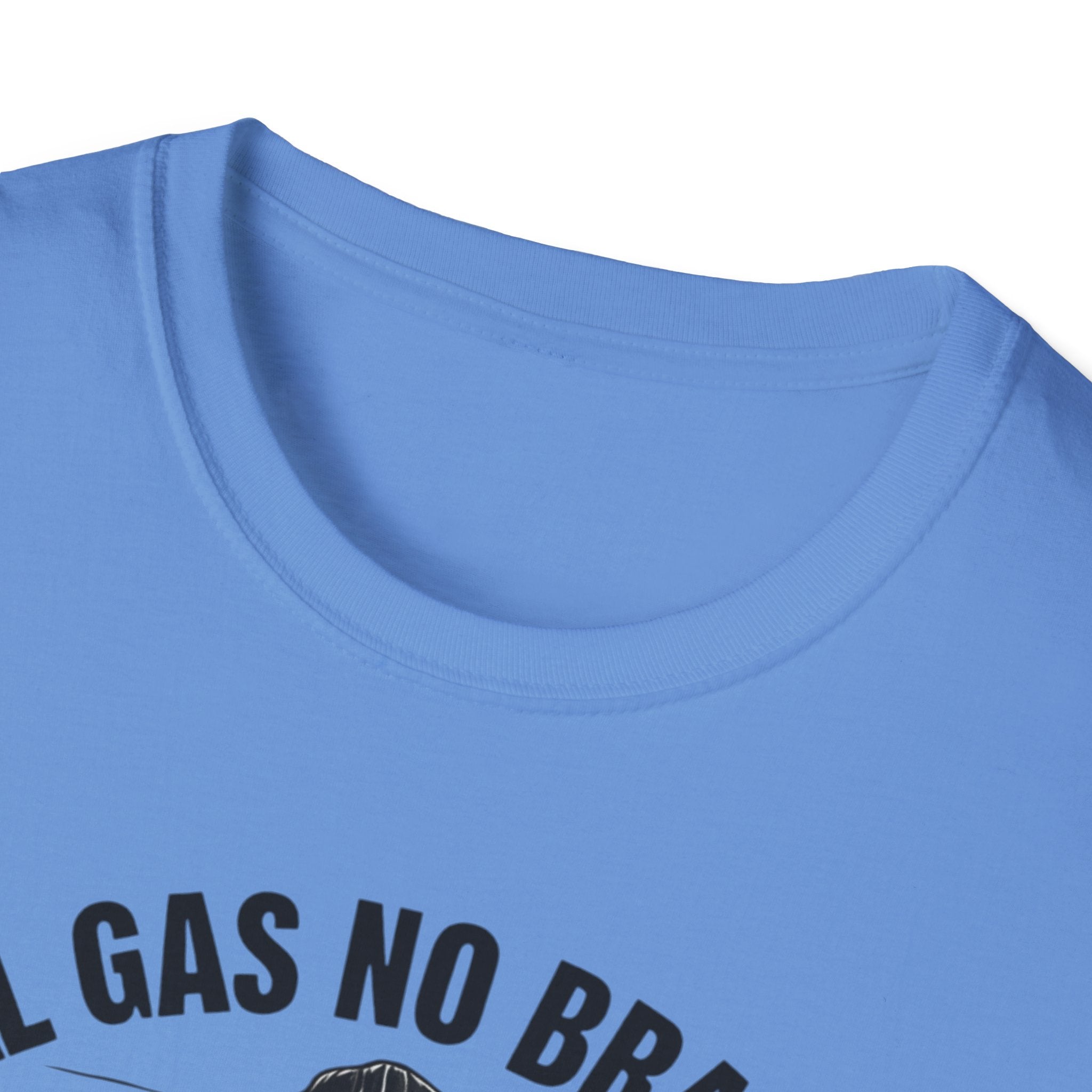 All Gas No Brakes Tee, Beach Party Skull Unisex Softstyle T-Shirt, Summer Skeleton Shirt, Vacation Graphic Top, Surfing Skeleton Apparel