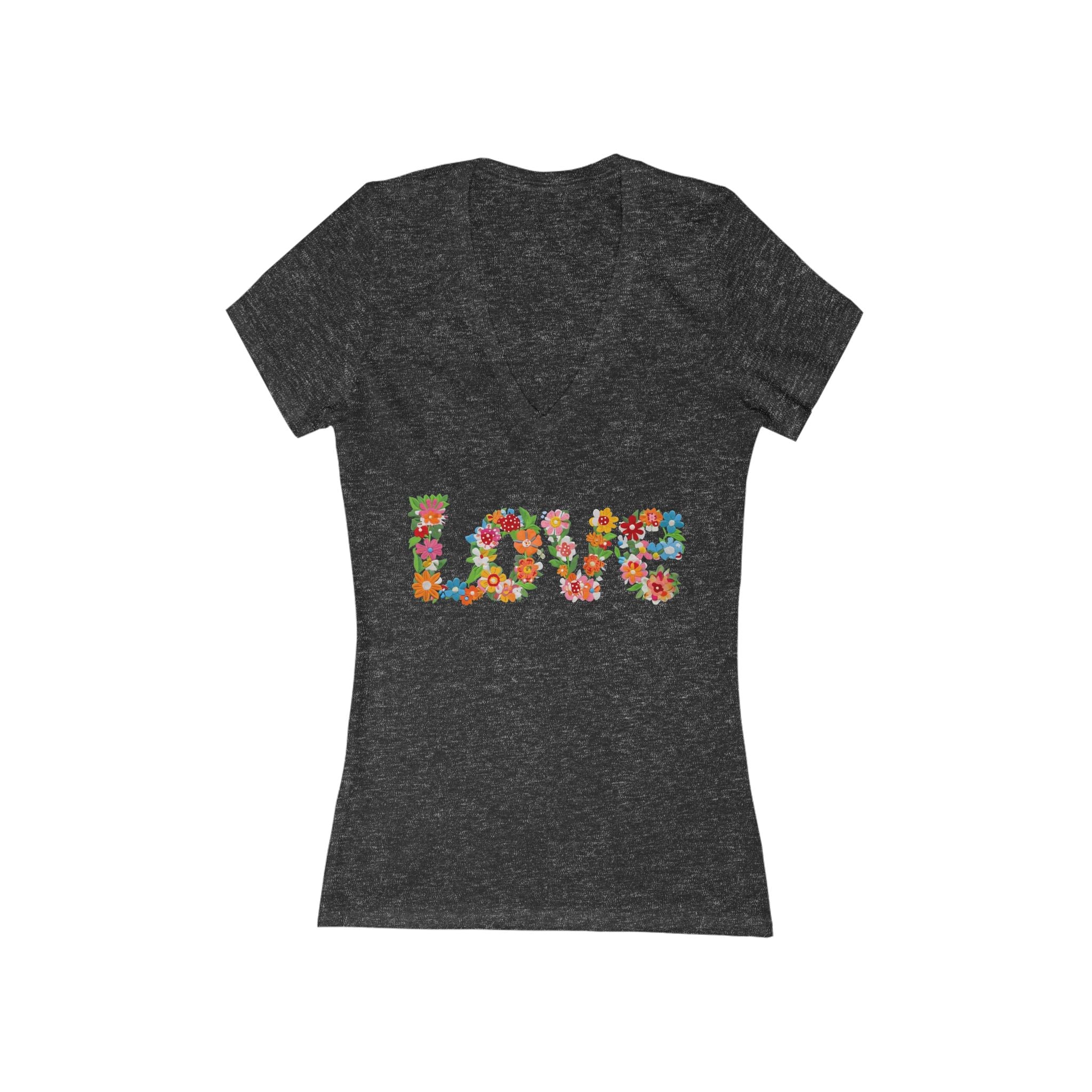 Floral Love Tee Womens Deep V-Neck Short Sleeve Shirt, Summer Fashion, Gift for Her, Mothers Day, Casual Wear, Birthday Gift