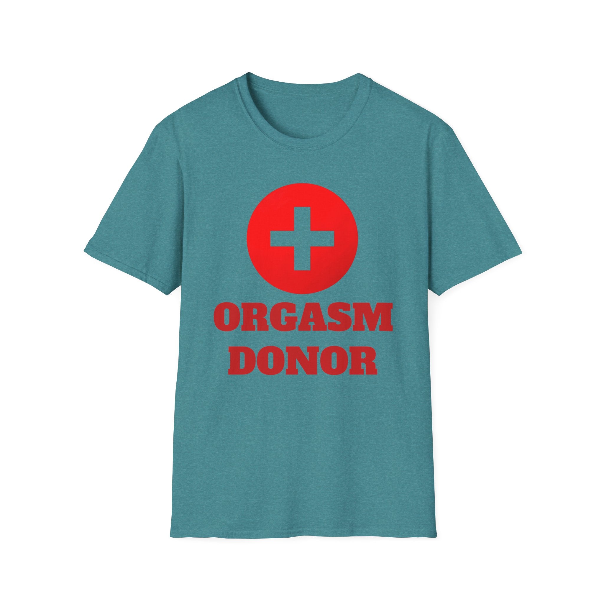 Funny Orgasm Donor Red Cross Unisex T-Shirt, Saving Lives Tee, Humorous Graphic Shirt, Naughty Gag Gift, Hilarious Adult Tee