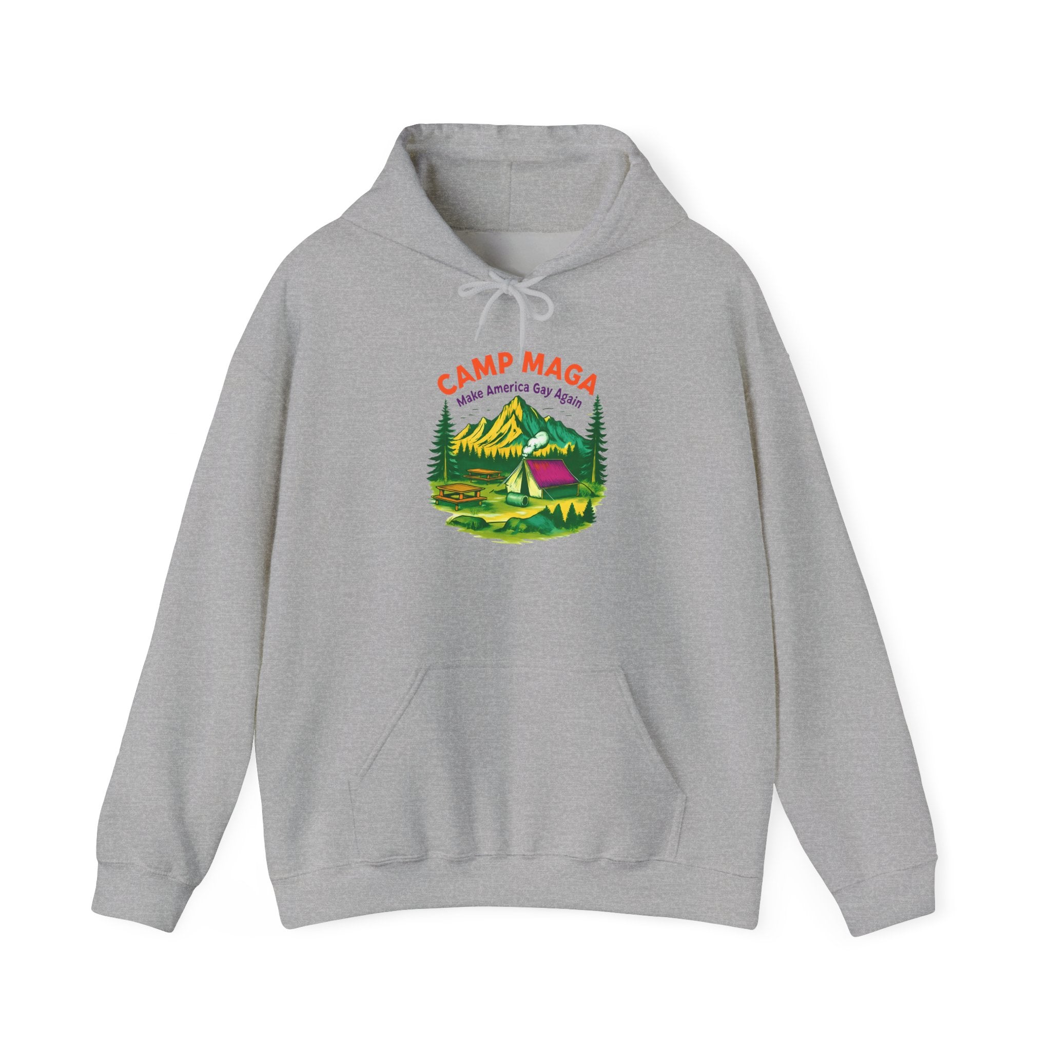 Camp Maga Gay Pride Hoodie, LGBT Rainbow Sweatshirt, P-Town Carnival Unisex Pullover, America Flag Jumper, LGBTQ Summer Camp Gift, Political