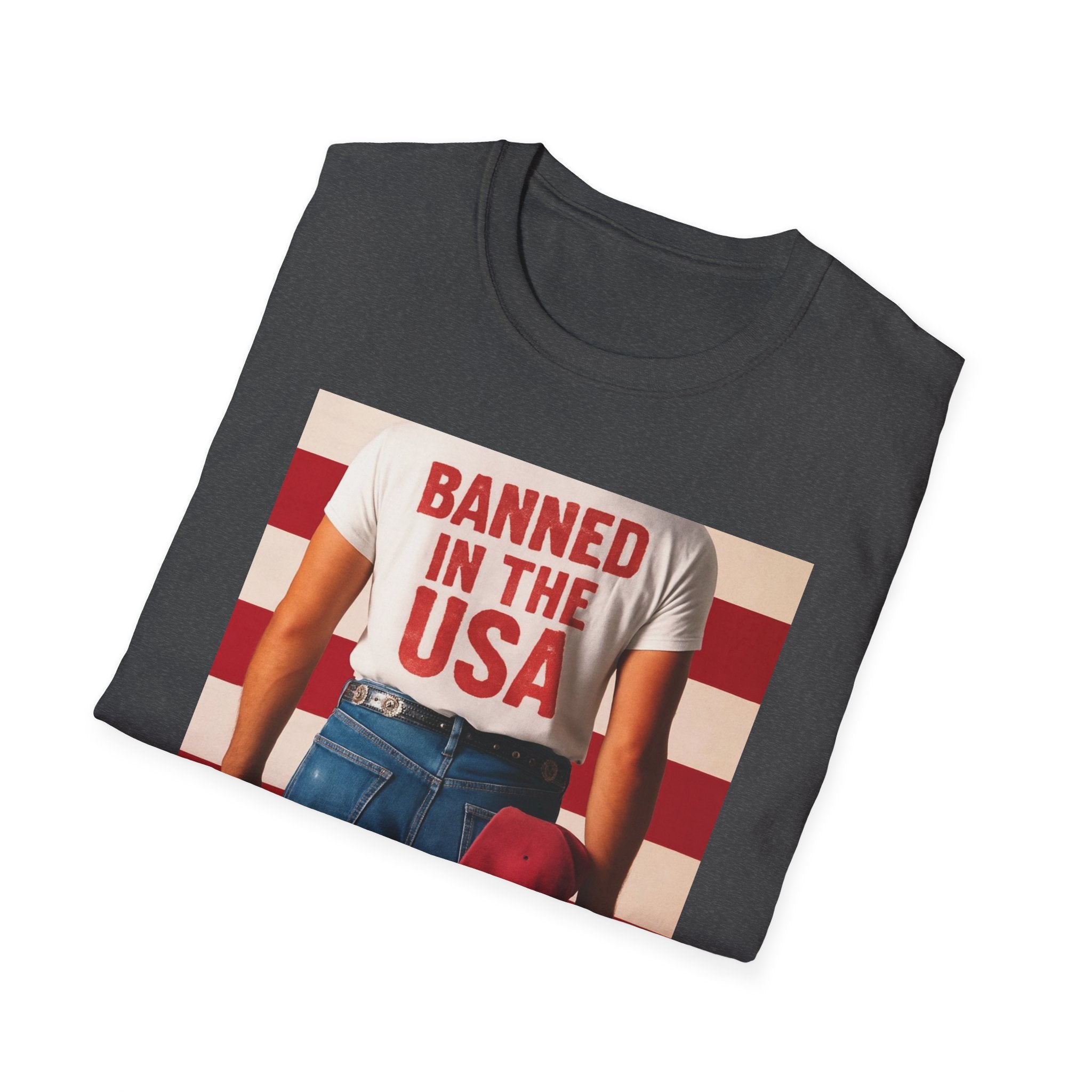 Banned in the USA Political Activist T-Shirt, Liberal Tee, Anti-Trump Christmas Gift, Unisex Softstyle Shirt Kimmel Colbert socia justice