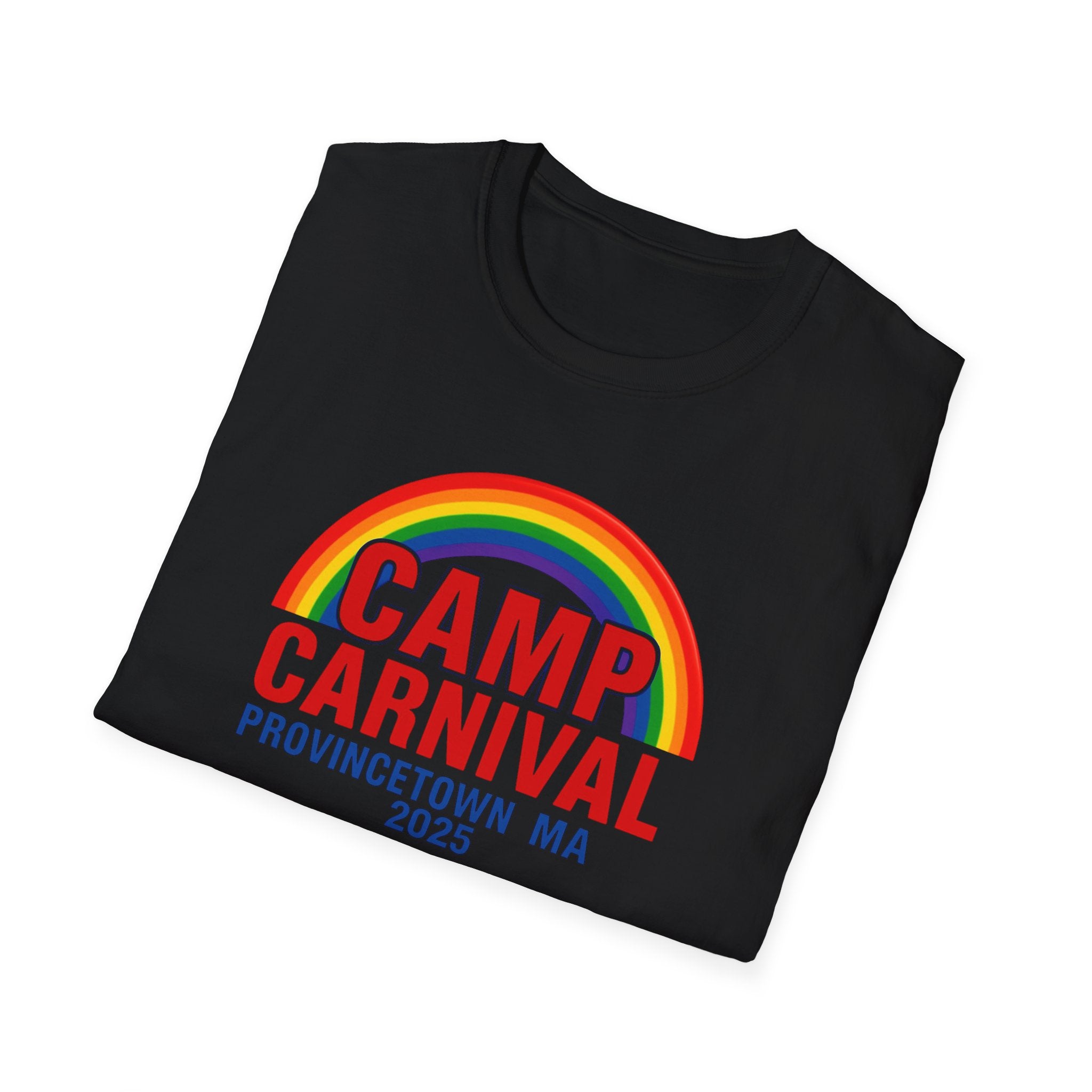 Rainbow Camp Carnival Ptown Unisex T-Shirt, LGBTQ+ Pride Apparel, Summer Festival Top, Gift for Camp Lovers, 2025 Event Shirt