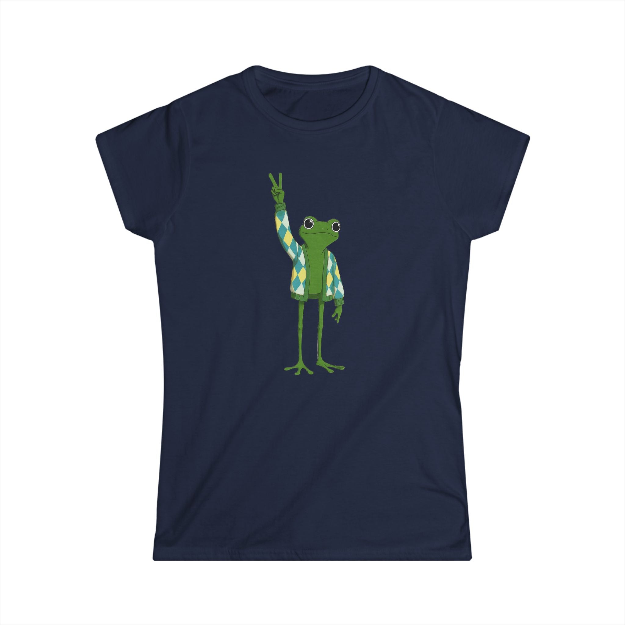 Frog Peace Softstyle Tee, Argyle Peace Sign Shirt for Women, Back to School, Social Justice, Frog Lovers, World Peace, Activist Gift