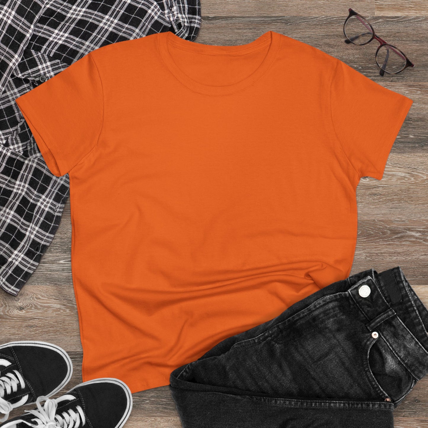 Artistic Goldfish Graphic Women's Midweight Cotton Tee koi On back of tee