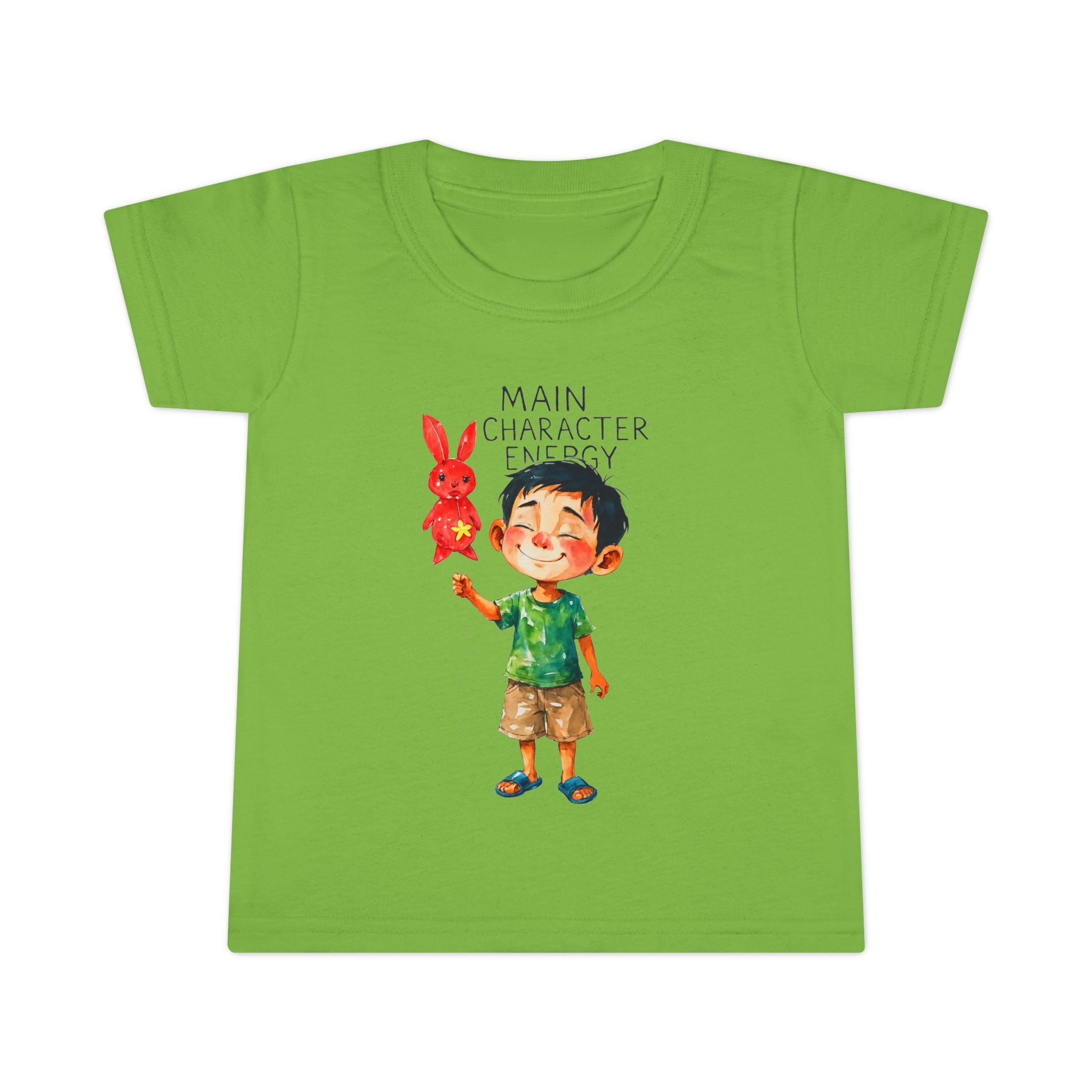 Main Character Energy boys Playful Toddler T-Shirt with Bunny Cute Kids Tee, Fun Spring Outfit, Perfect Birthday Gift,  Adventure Wear