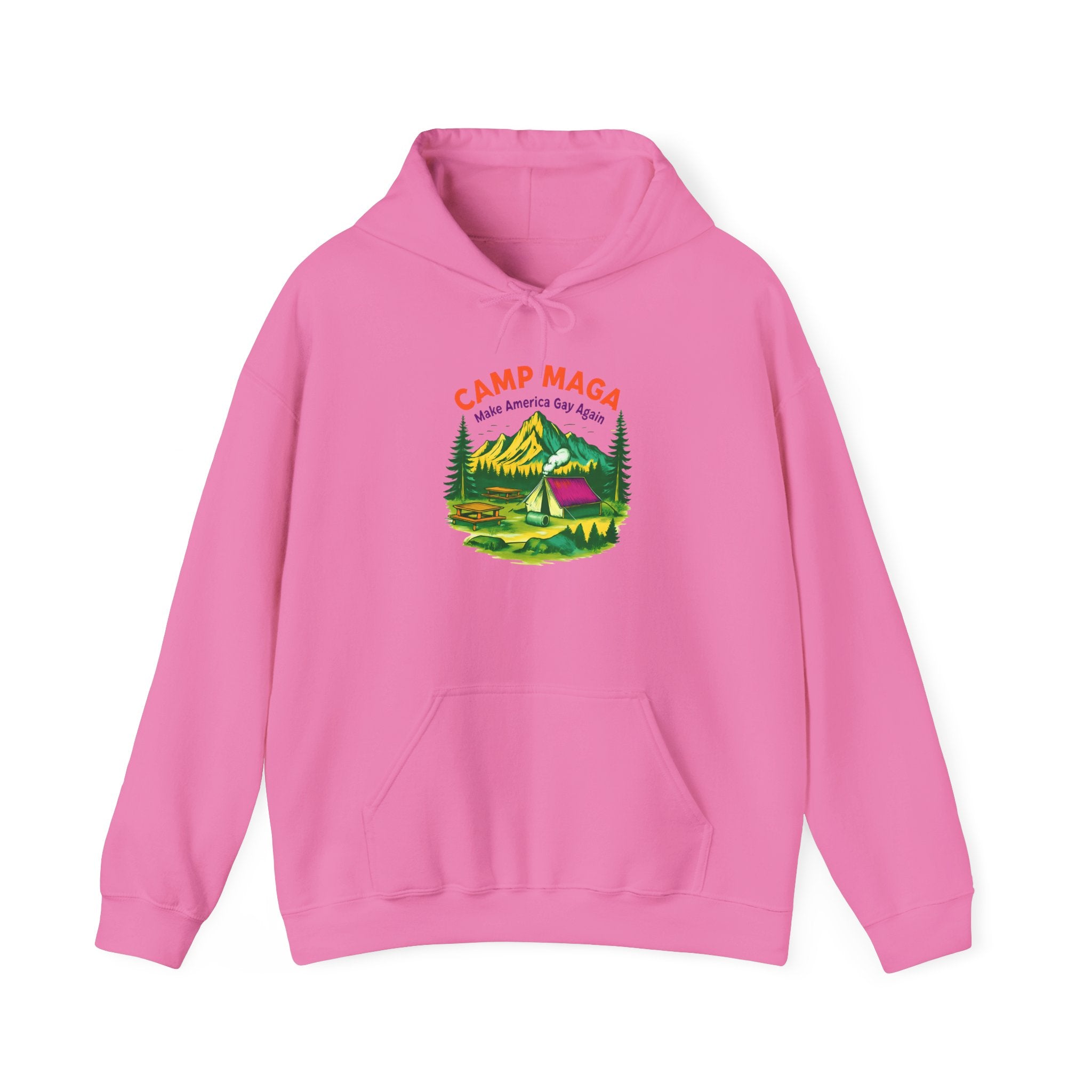 Camp Maga Gay Pride Hoodie, LGBT Rainbow Sweatshirt, P-Town Carnival Unisex Pullover, America Flag Jumper, LGBTQ Summer Camp Gift, Political