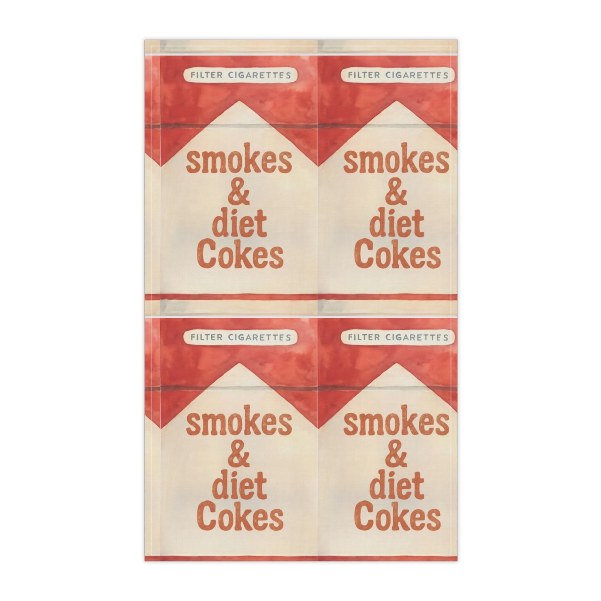 Smokes & Diet Cokes Tea Towel, Funny Kitchen Towel, Sarcastic Dish Cloth, Unique Hostess Gift, Cotton Tea Towel, Retro Decor, Holiday Decor