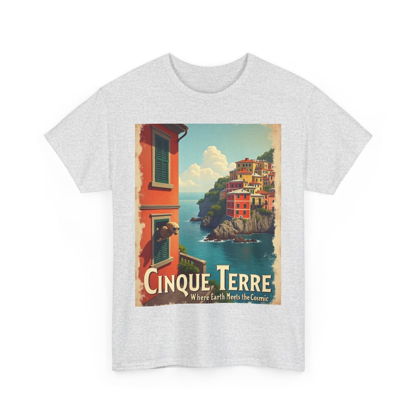 T-Shirt Cinque Terre Alien Visit Unisex Heavy Cotton Tee