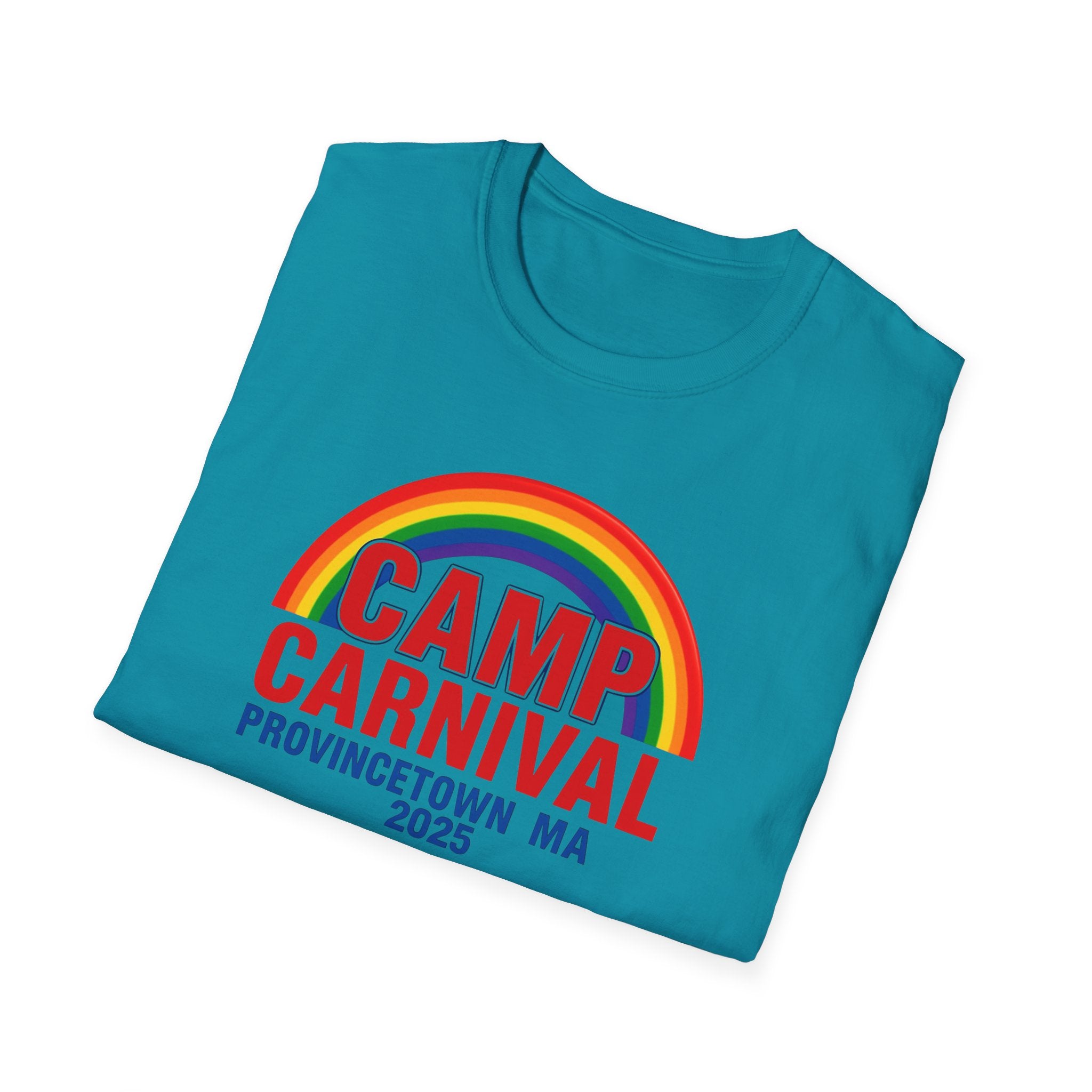Rainbow Camp Carnival Ptown Unisex T-Shirt, LGBTQ+ Pride Apparel, Summer Festival Top, Gift for Camp Lovers, 2025 Event Shirt