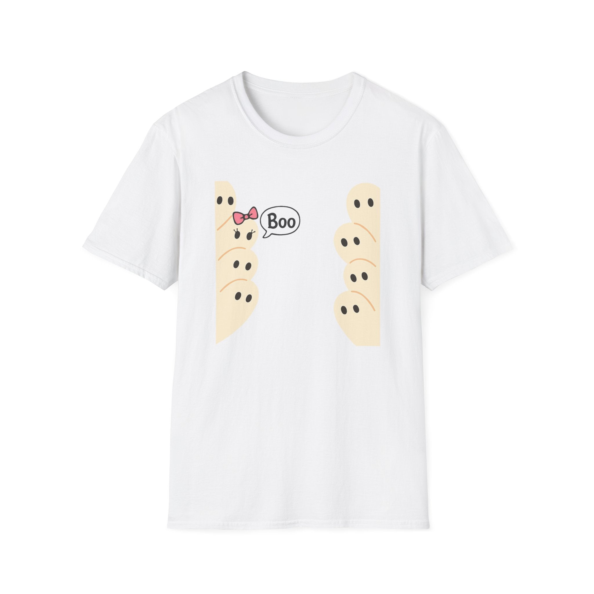 Spooky Ghost Boo Bow Cute Halloween Unisex T-Shirt, Halloween Shirt, Ghost Costume, Halloween Party Shirt, Spooky Tee, Cute Halloween Top