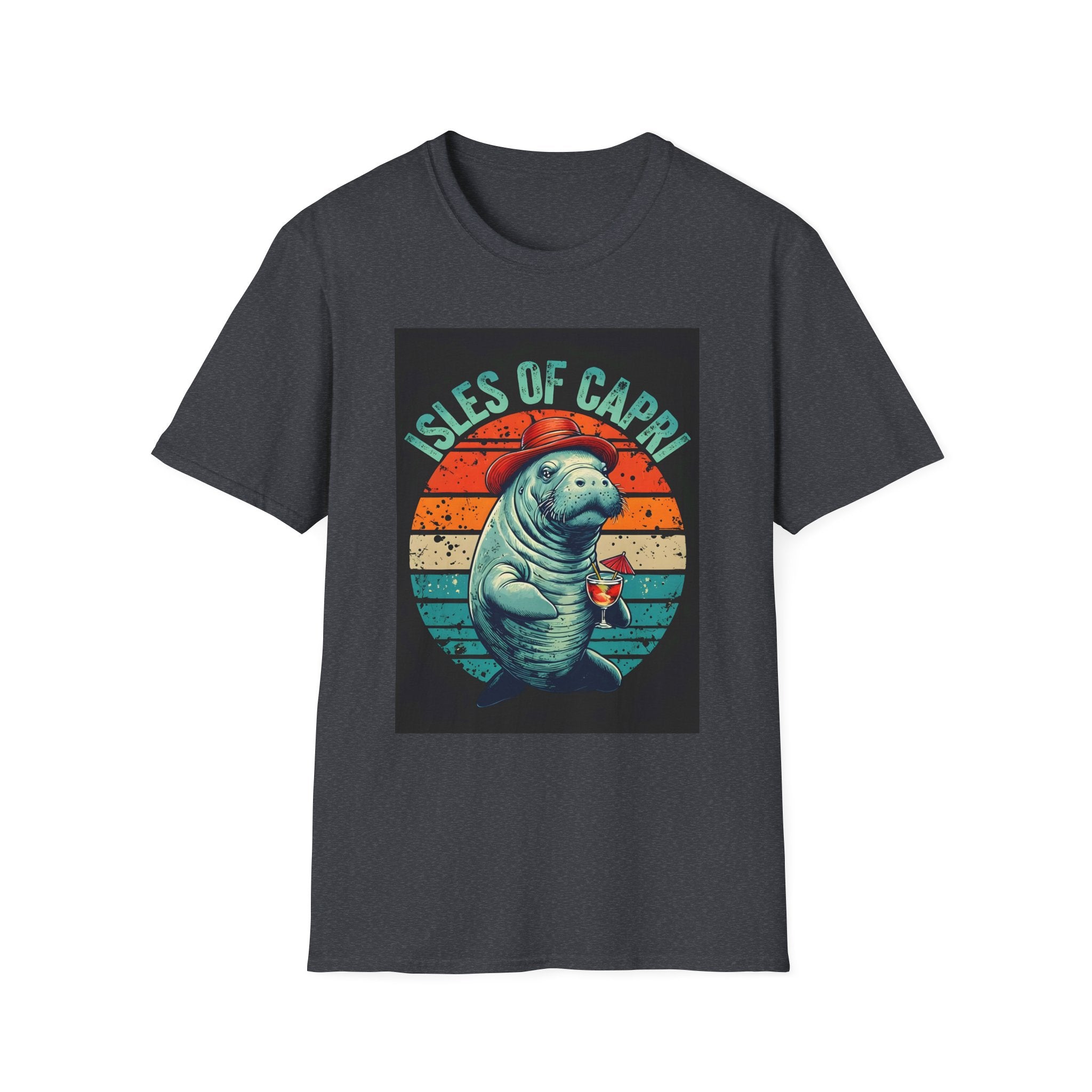 Manatee Lover Unisex Softstyle T-Shirt, Animal Print Shirt, Wildlife Tee, Ocean Theme Top, Nature Graphic Tee
