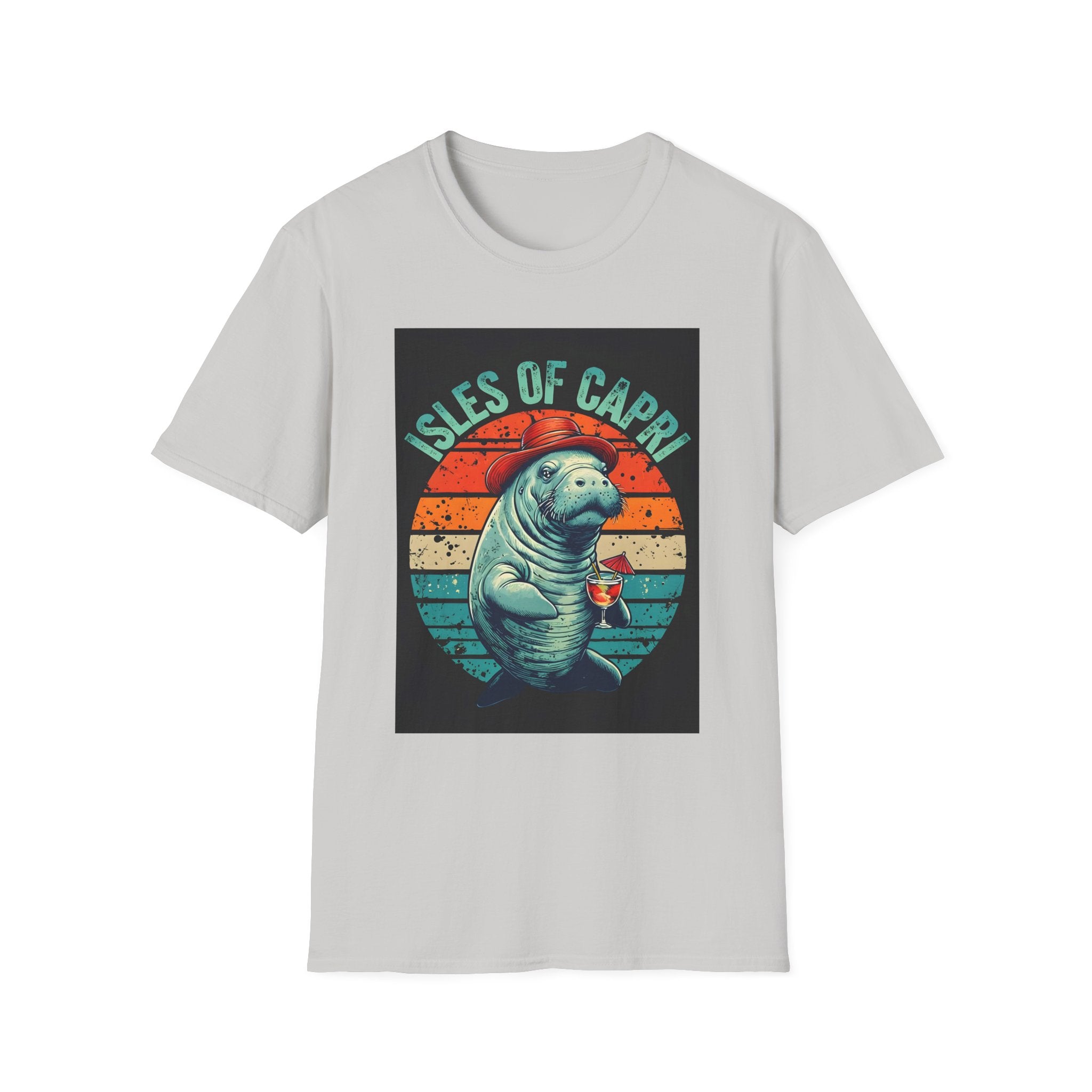 Manatee Lover Unisex Softstyle T-Shirt, Animal Print Shirt, Wildlife Tee, Ocean Theme Top, Nature Graphic Tee