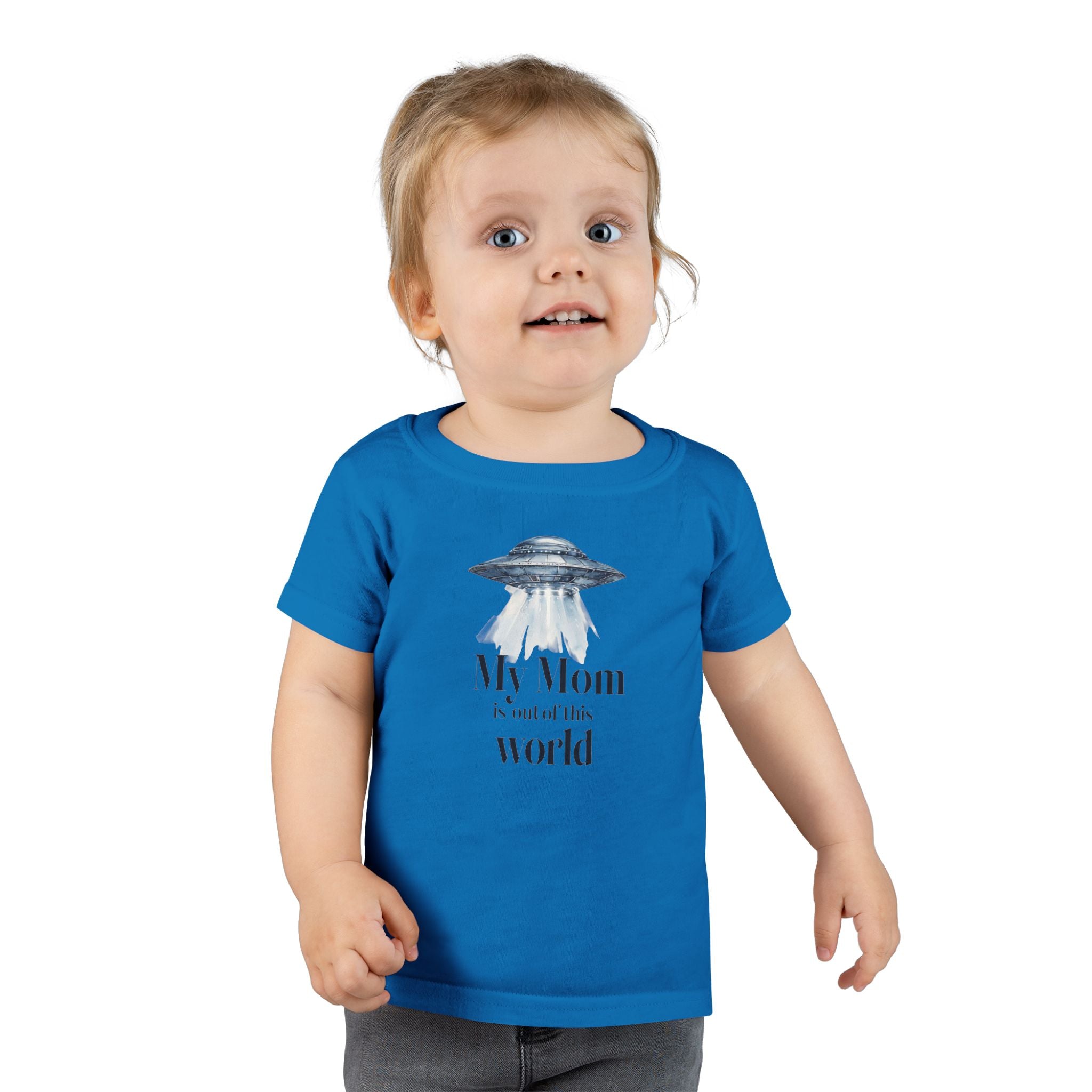 Cute Toddler T-Shirt - "My Mom is out of this world" - Perfect for Moms, Gifts, UFO Lovers, Everyday Wear, Baby Shower