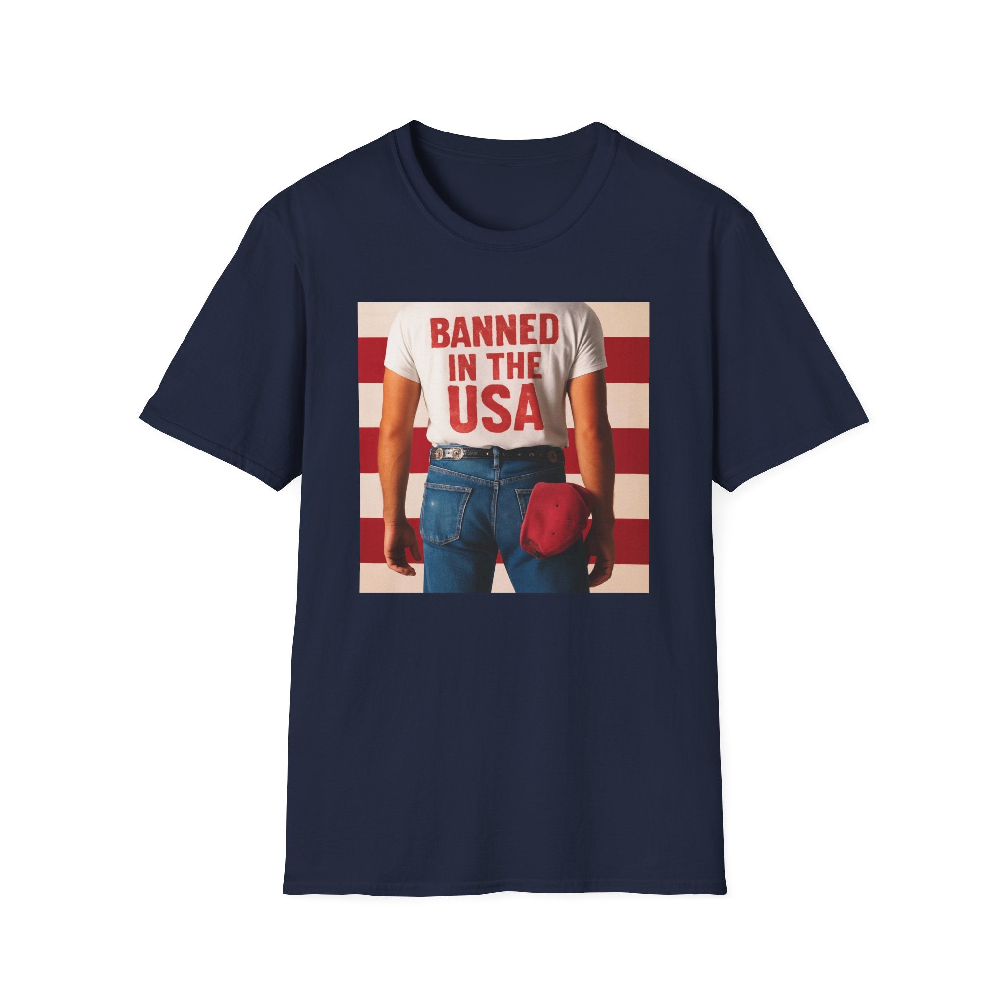 Banned in the USA Political Activist T-Shirt, Liberal Tee, Anti-Trump Christmas Gift, Unisex Softstyle Shirt Kimmel Colbert socia justice