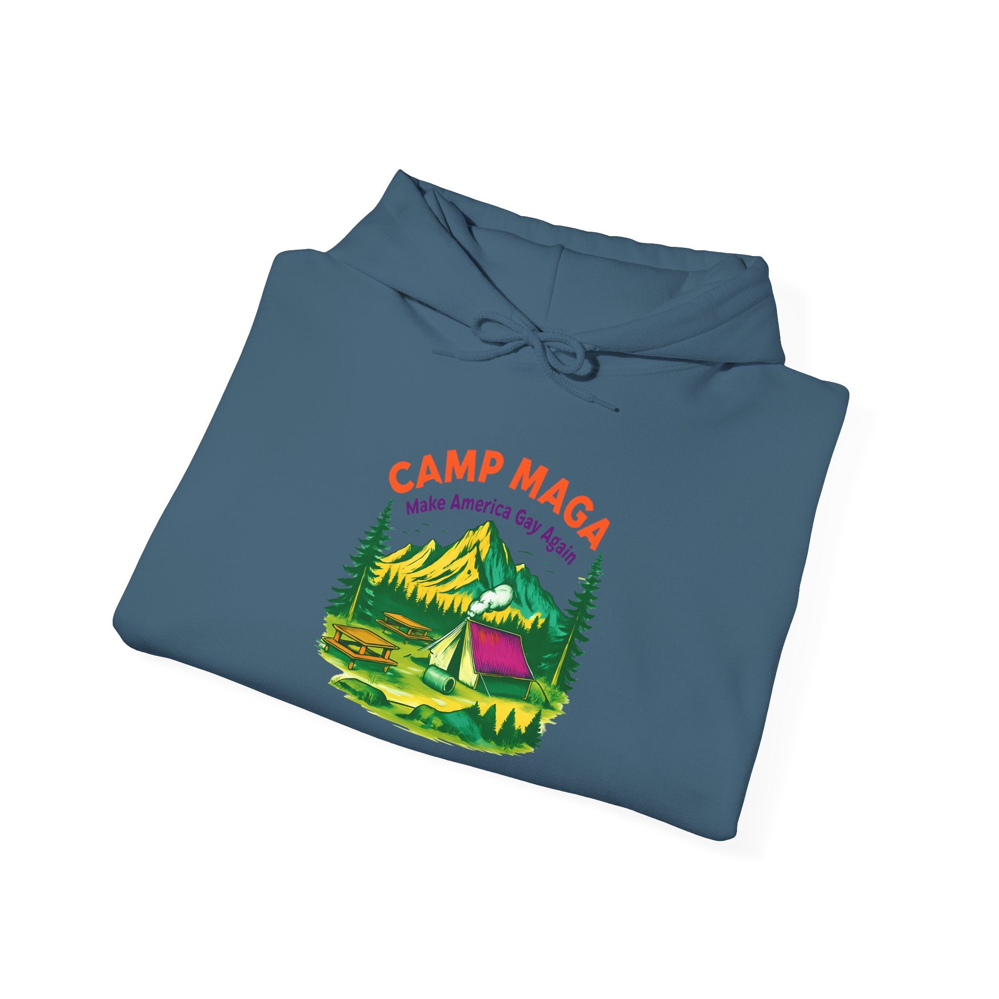 Camp Maga Gay Pride Hoodie, LGBT Rainbow Sweatshirt, P-Town Carnival Unisex Pullover, America Flag Jumper, LGBTQ Summer Camp Gift, Political