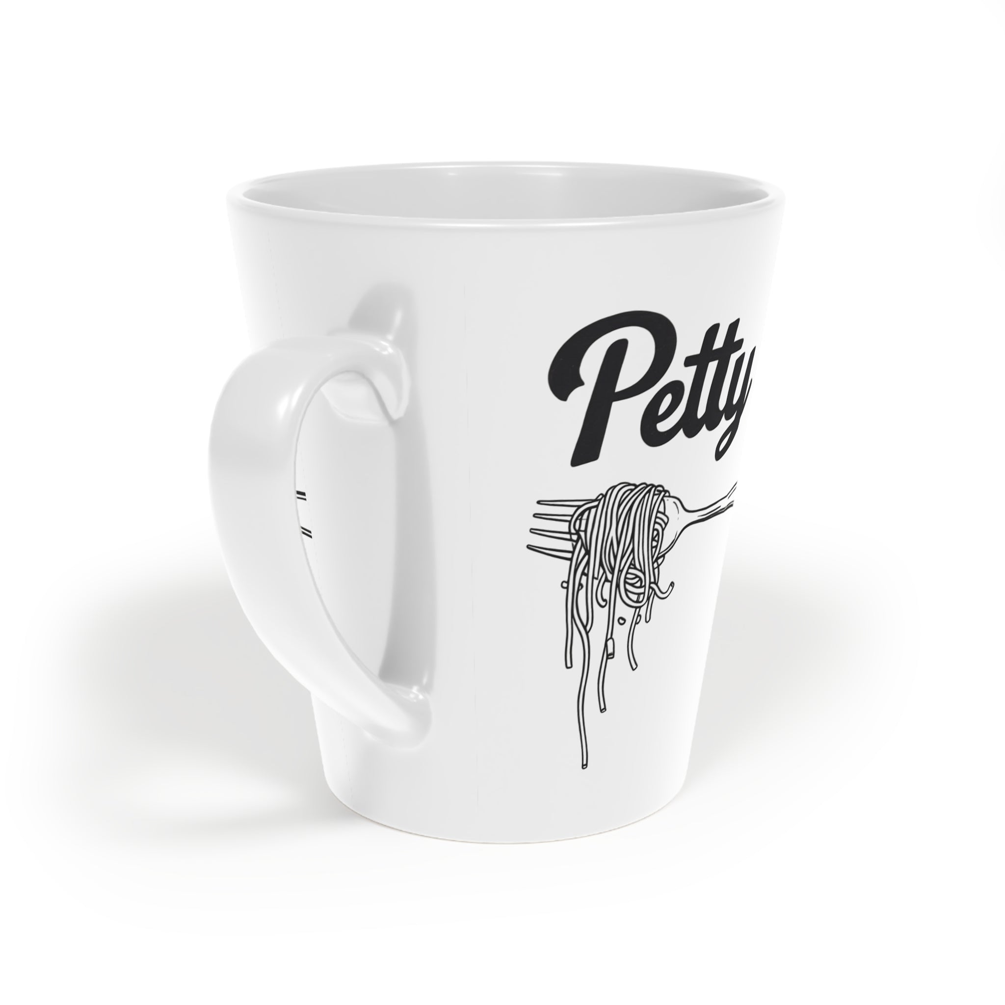 Latte Mug, 12oz - Petty Spaghetti, Sarcastic Gifts for Him and Her, Funny Coffee Cup, Cute Tea Mug, Novelty Gift, Ceramic Drinkware