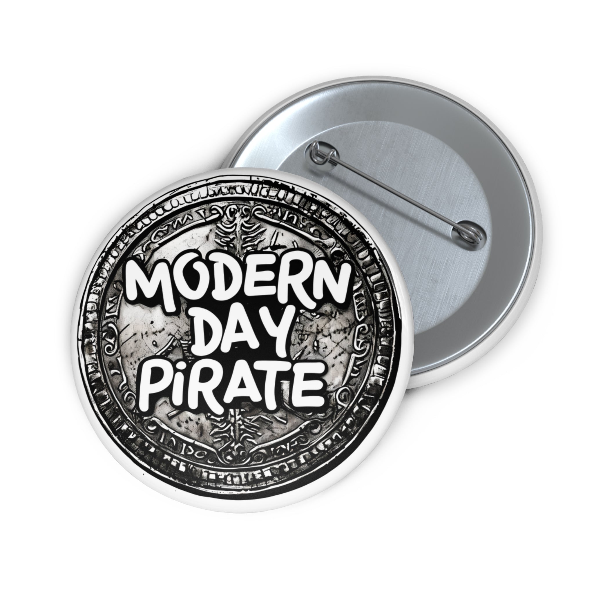 Metal Detecting Pin Buttons, Pirate Theme, Custom Design, Fun Gift for Treasure Hunters, Modern Pirate Accessories, Unique Button Badge