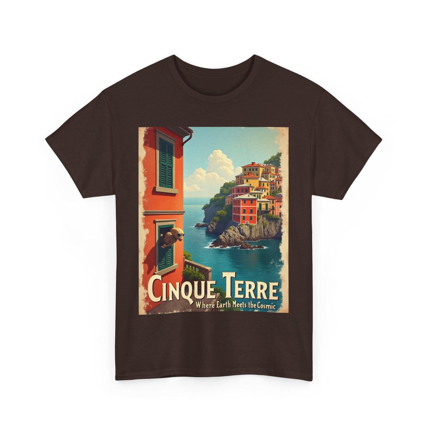T-Shirt Cinque Terre Alien Visit Unisex Heavy Cotton Tee