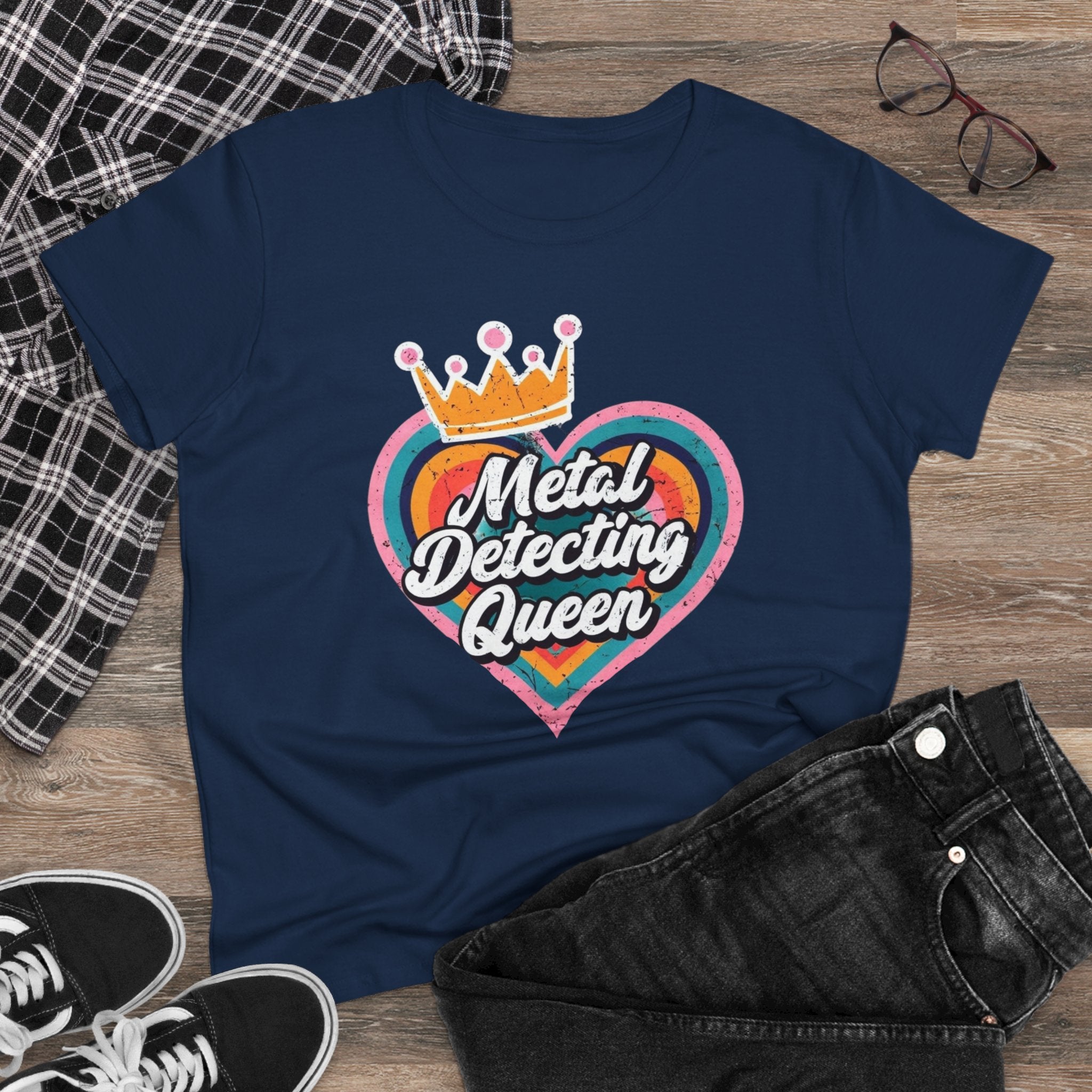 Metal Detecting Queen T-Shirt, Fun Tee for Hobbyists, Gift for Treasure Hunters, Everyday Casual Wear, Perfect for Outdoors