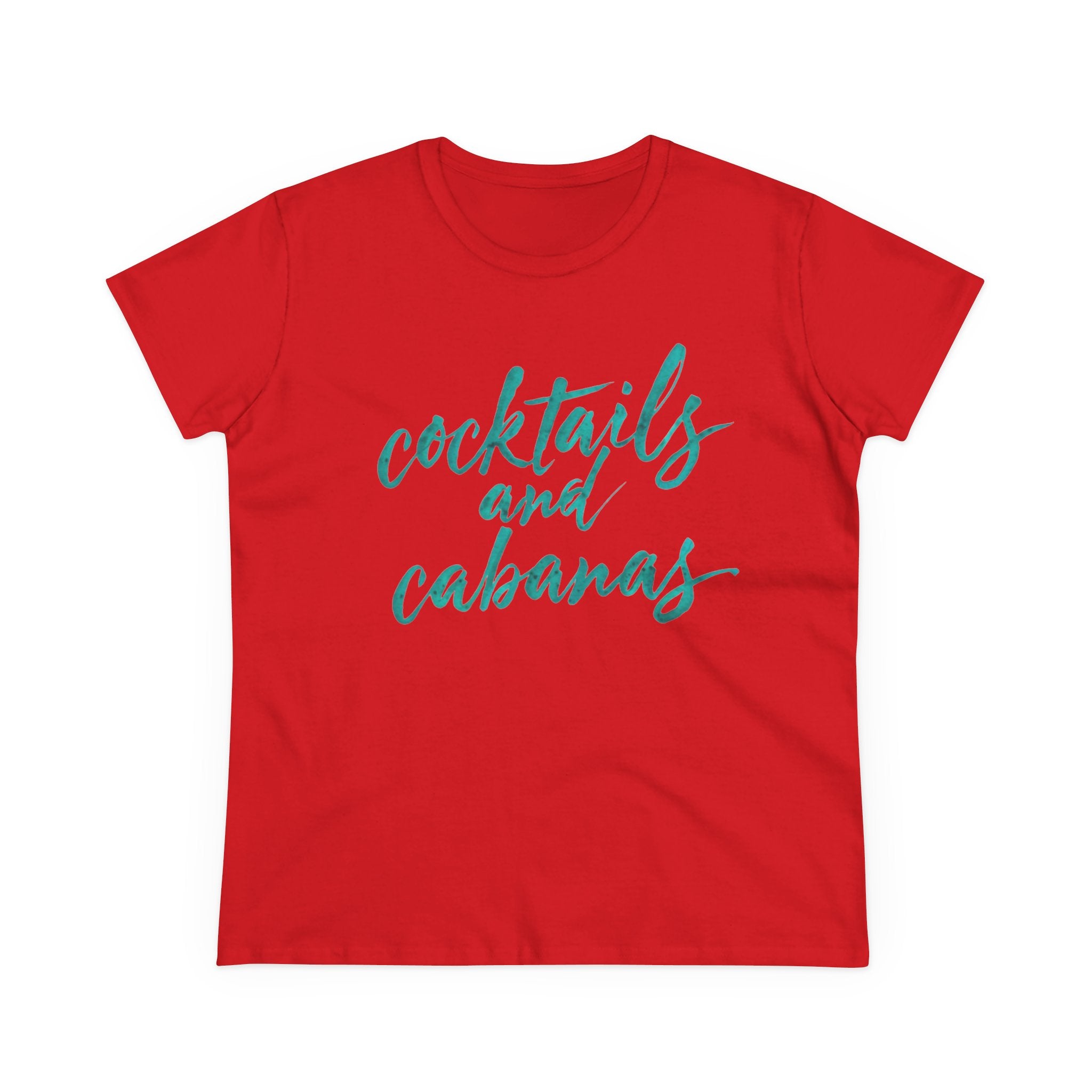 Cocktails and Cabanas Tee - Women's Midweight Cotton Shirt, Beachwear, Summer Top, Vacation Outfit, Casual Wear, Gift for Her, Pool