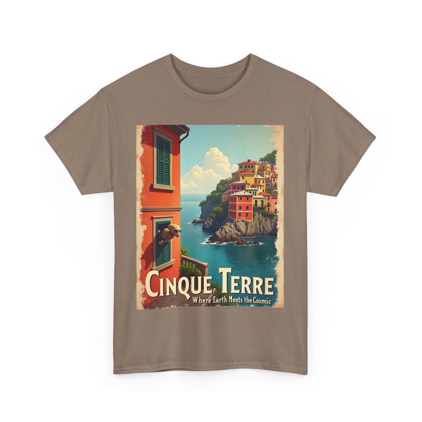 T-Shirt Cinque Terre Alien Visit Unisex Heavy Cotton Tee