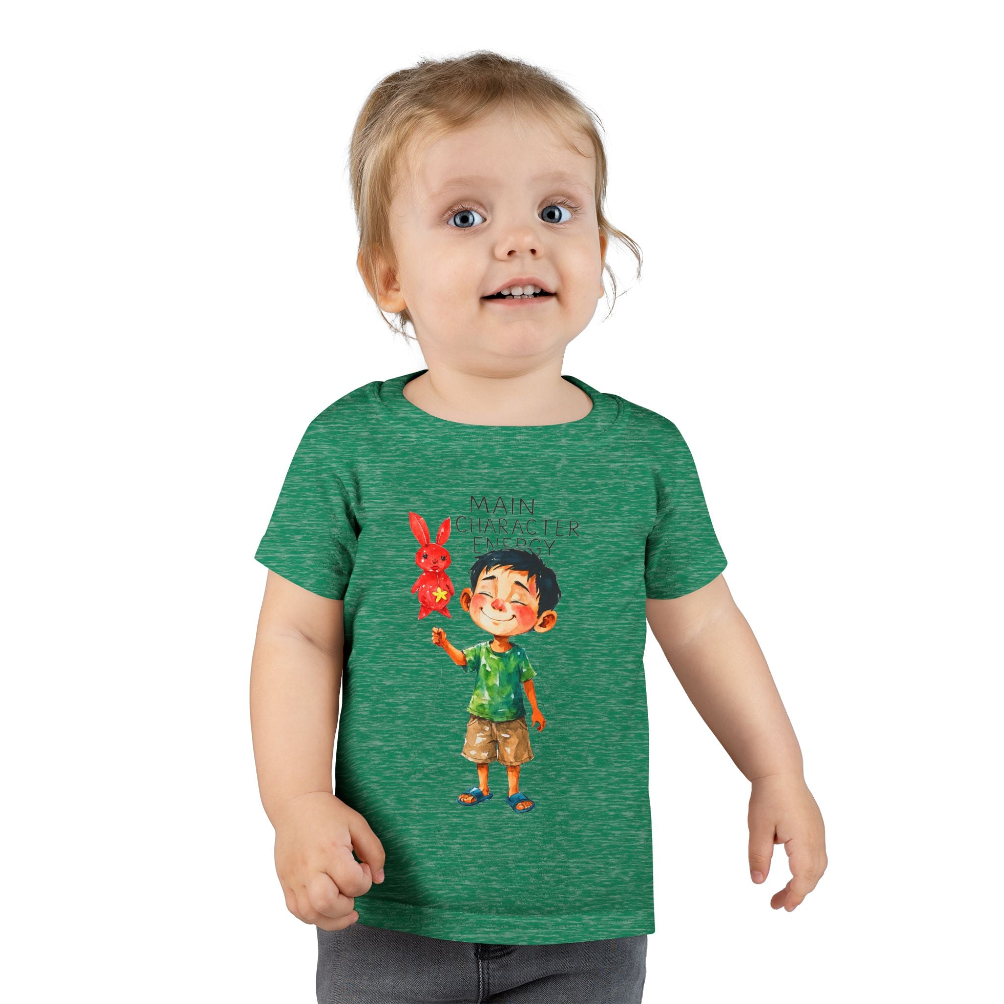 Main Character Energy boys Playful Toddler T-Shirt with Bunny Cute Kids Tee, Fun Spring Outfit, Perfect Birthday Gift,  Adventure Wear