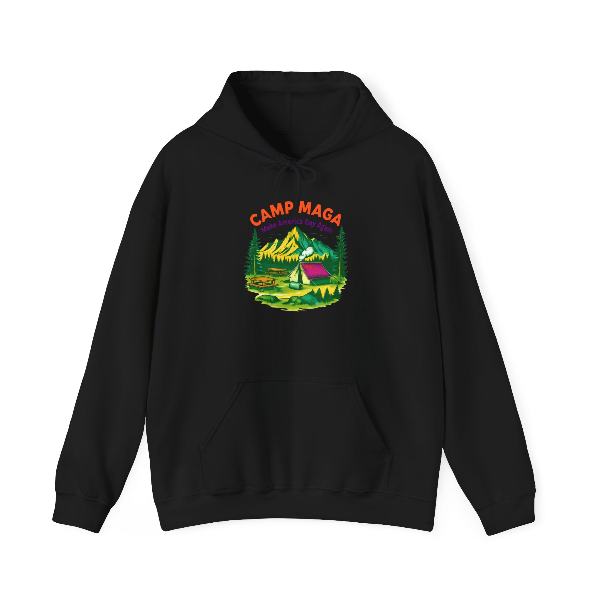 Camp Maga Gay Pride Hoodie, LGBT Rainbow Sweatshirt, P-Town Carnival Unisex Pullover, America Flag Jumper, LGBTQ Summer Camp Gift, Political