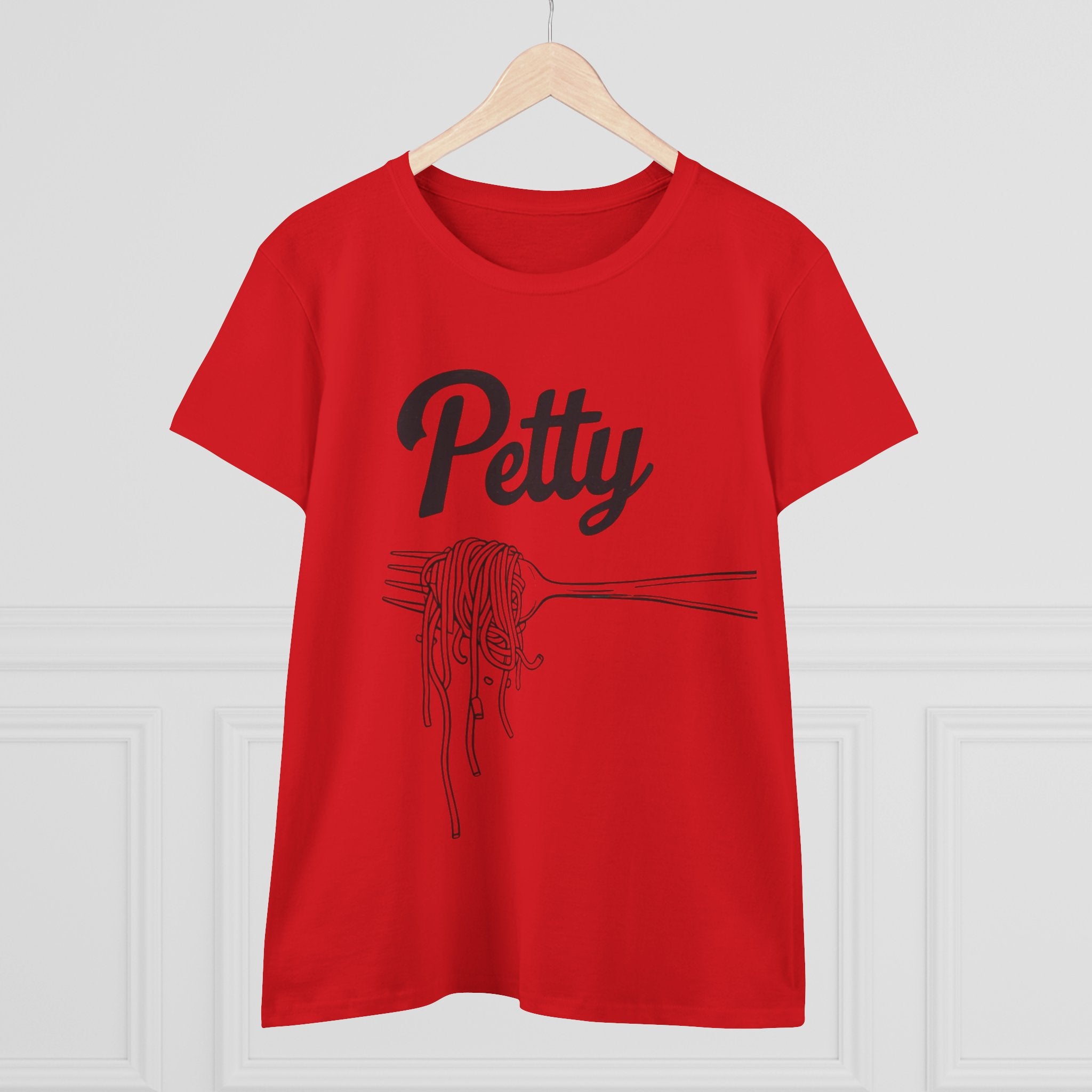 Petty spaghetti Women's Cotton Tee, Funny Graphic Tee, Casual Shirt, Gift for Foodies, Birthday Gift, Quirky Apparel gift for her
