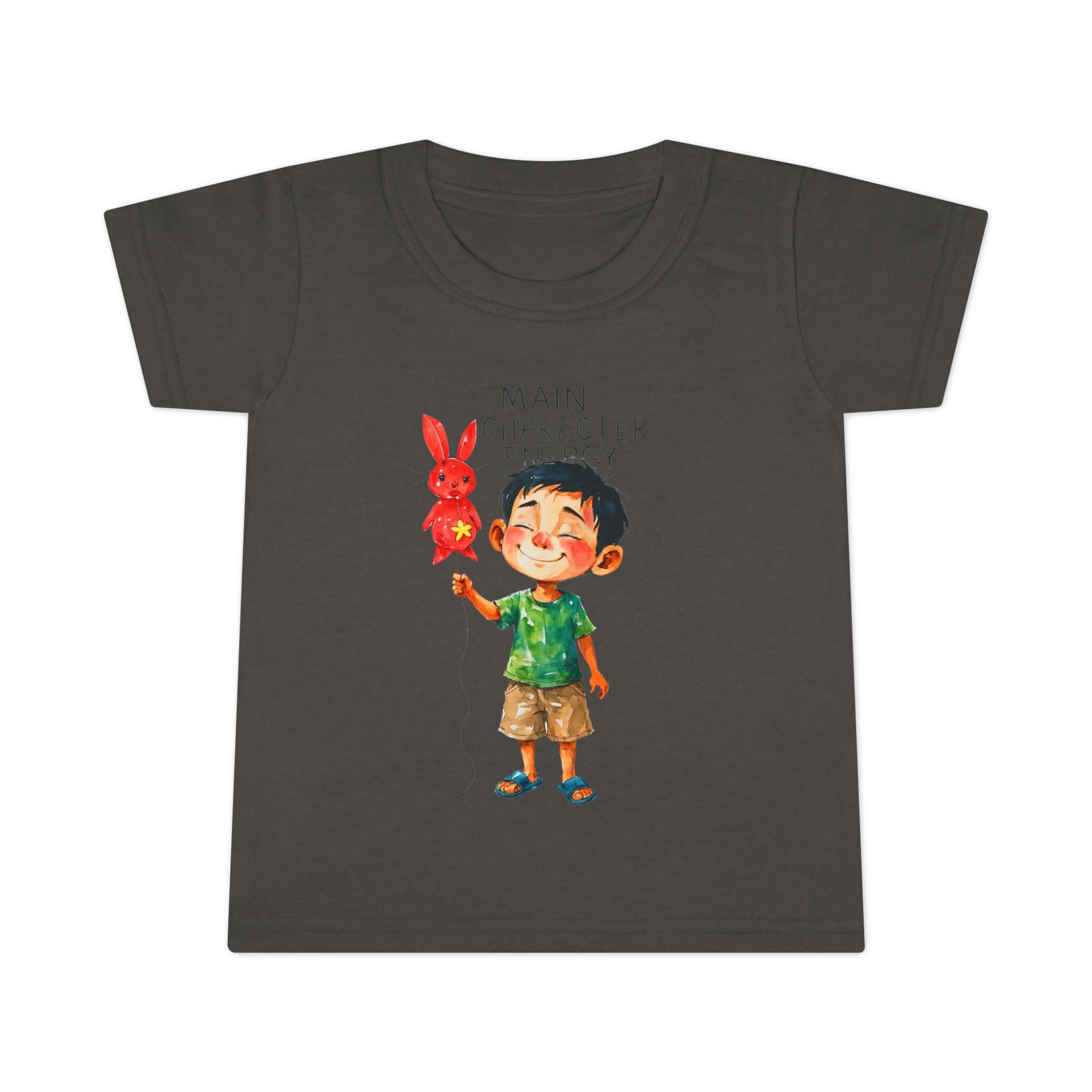 Main Character Energy boys Playful Toddler T-Shirt with Bunny Cute Kids Tee, Fun Spring Outfit, Perfect Birthday Gift,  Adventure Wear